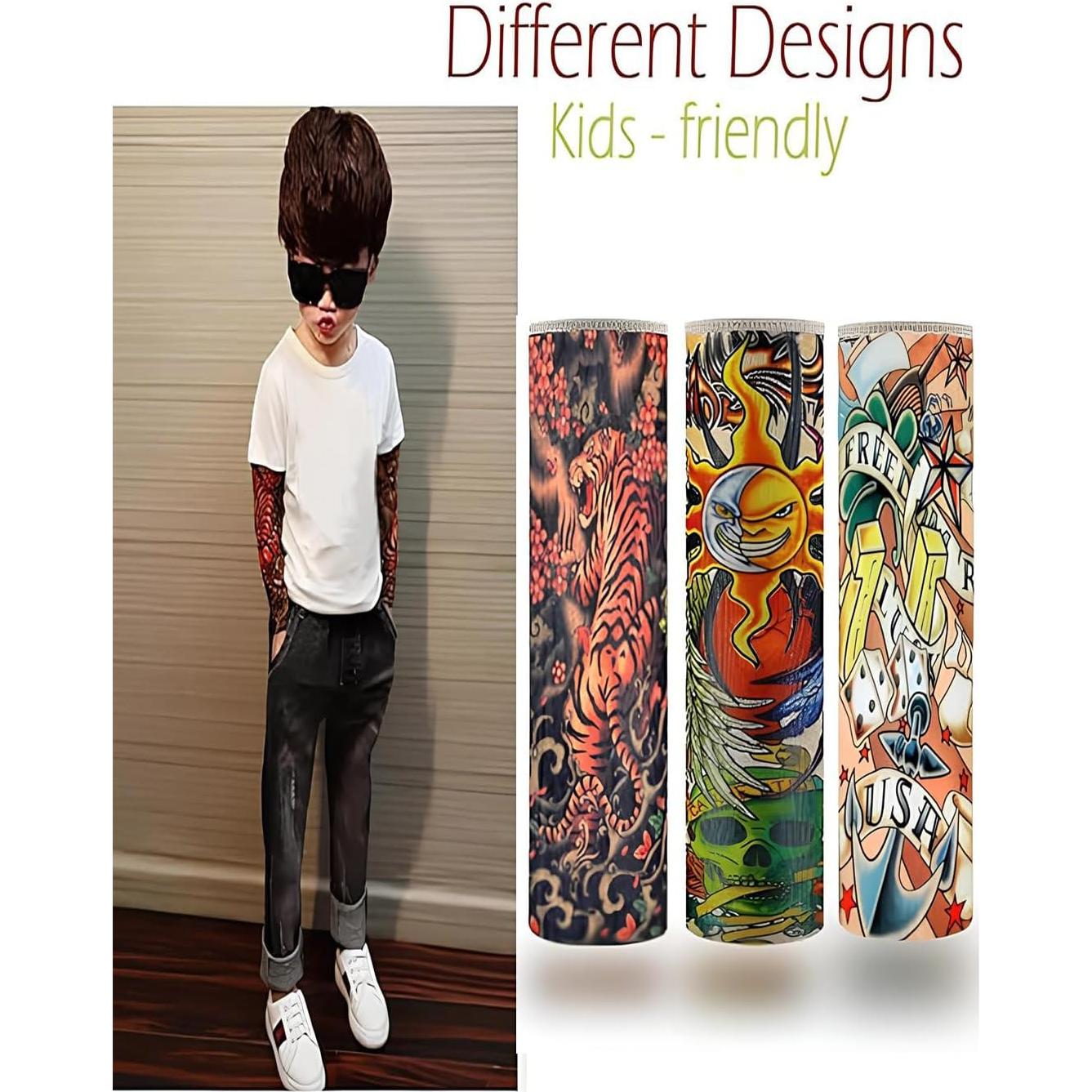 Mangas de Tatuaje Temporales para Niños - 10 Piezas UV