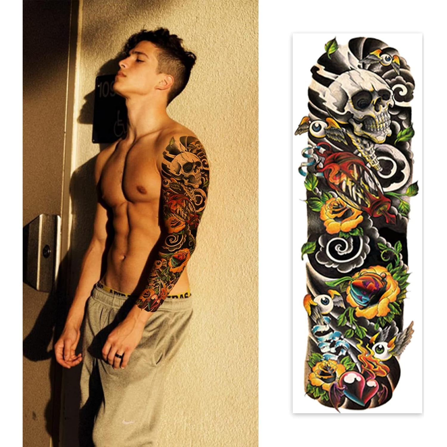 Tatuaje Temporal de Manga Completa Aresvns - 12 Hojas 48x17 cm