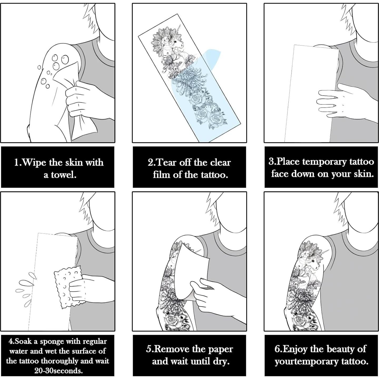 Tatuaje Temporal de Manga Completa Aresvns - 12 Hojas 48x17 cm