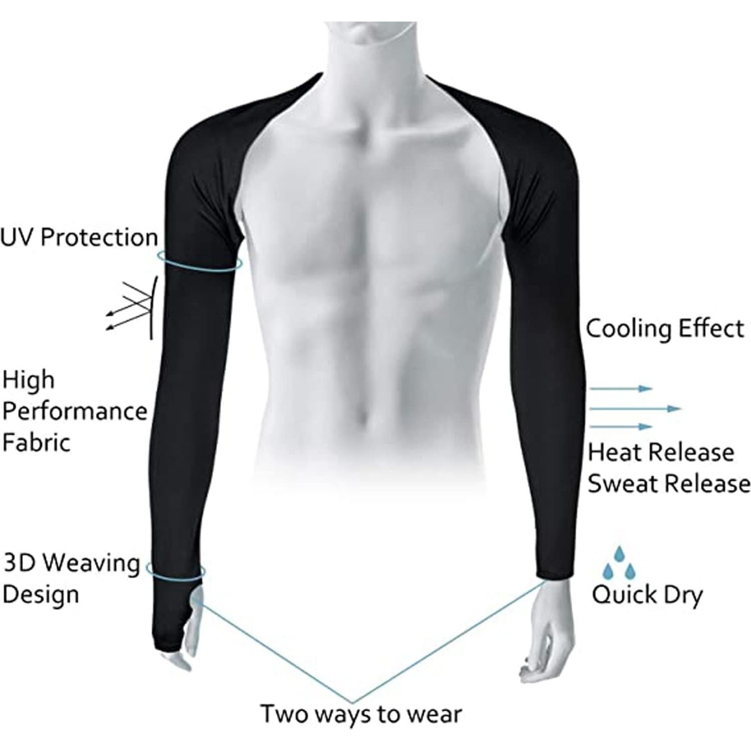 Cubiertas de brazo Cool Shawl UV 50+ 2-Pack Negro y Blanco