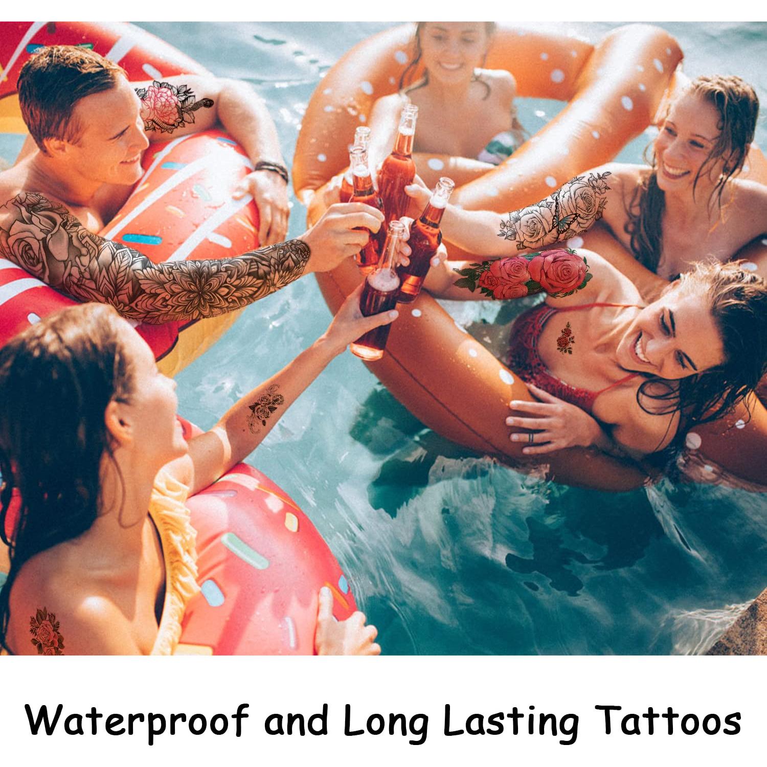 Tatuajes Temporales de Manga Completa Yazhiji 46 Hojas Rosa