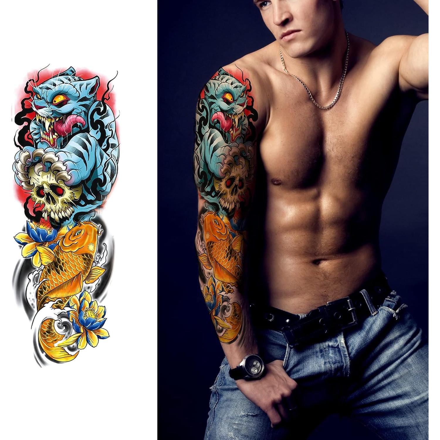 Tatuajes Temporales de Manga Completa PADOUN - 8 Hojas Resistentes