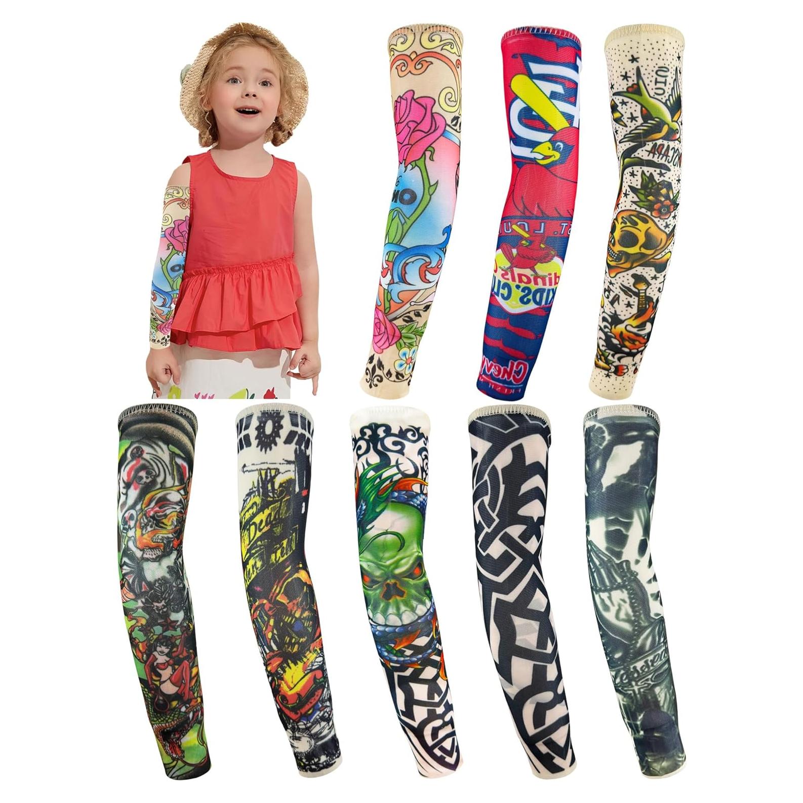 Mangas de Tatuaje Falsas para Niños 8 Pcs - Protección UV