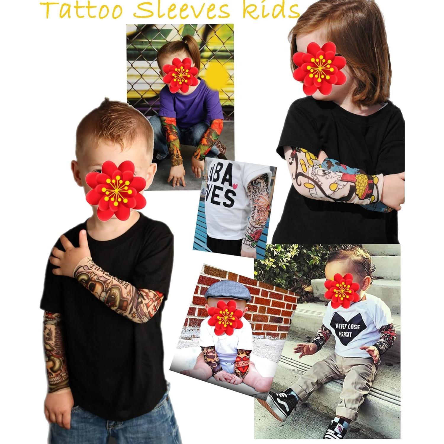 Mangas de Tatuaje Falsas para Niños 8 Pcs - Protección UV