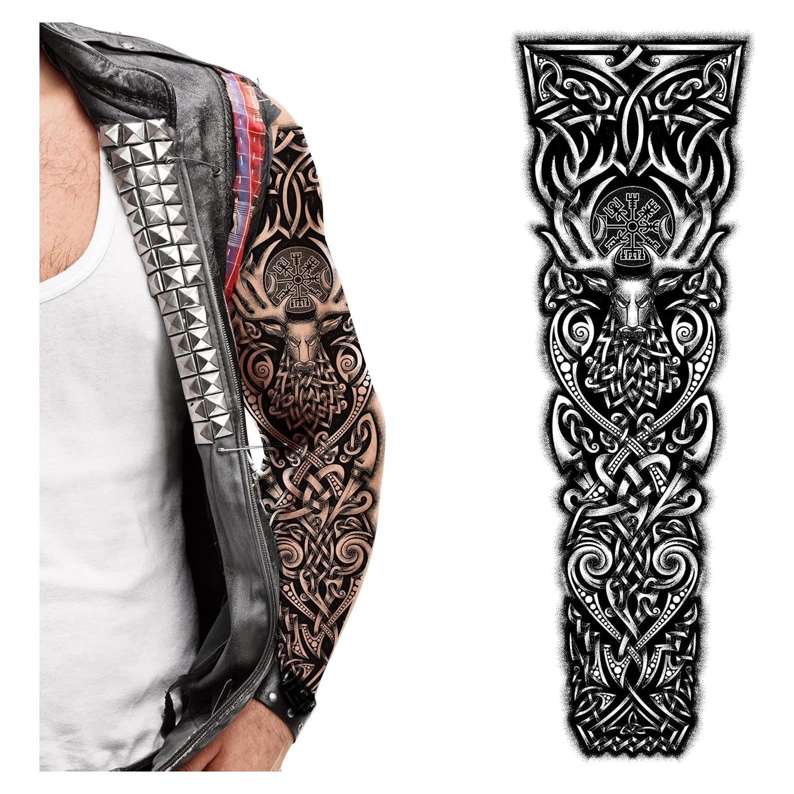 Tatuaje Temporal Vikingo Ciervo Tatodays - Arte Corporal