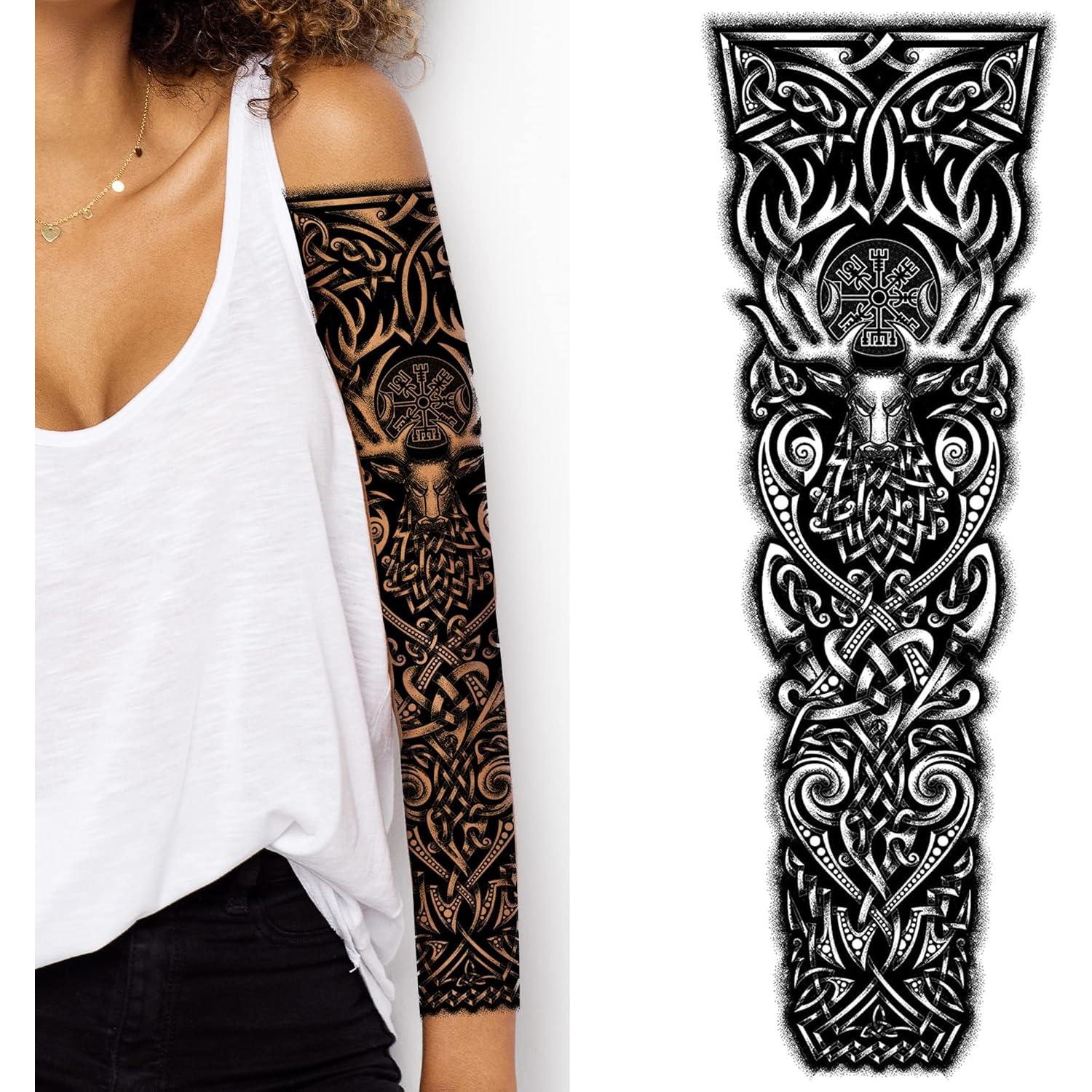 Tatuaje Temporal Vikingo Ciervo Tatodays - Arte Corporal