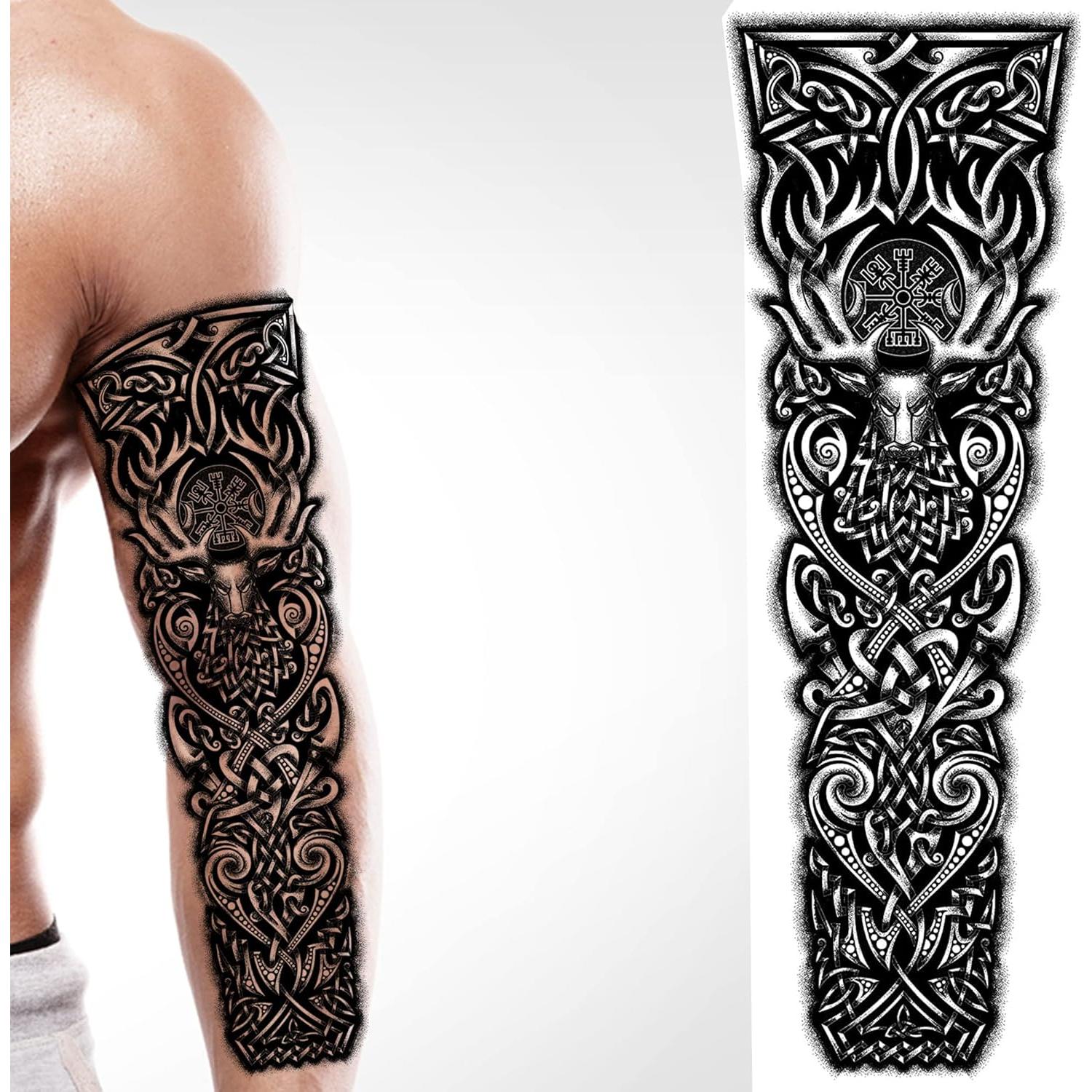 Tatuaje Temporal Vikingo Ciervo Tatodays - Arte Corporal