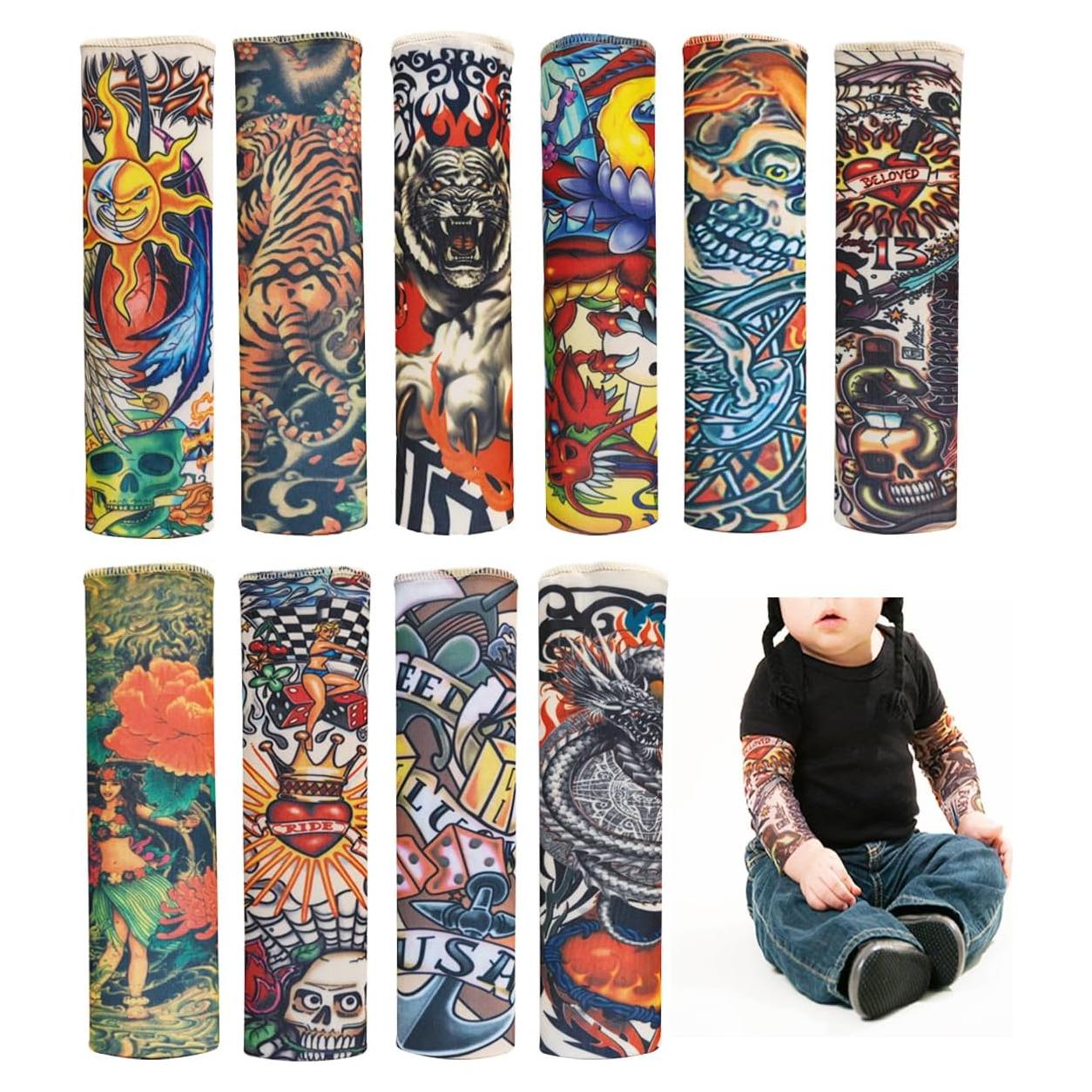 Mangas de Tatuaje Temporal para Niños XBDZR - 10 Piezas UV