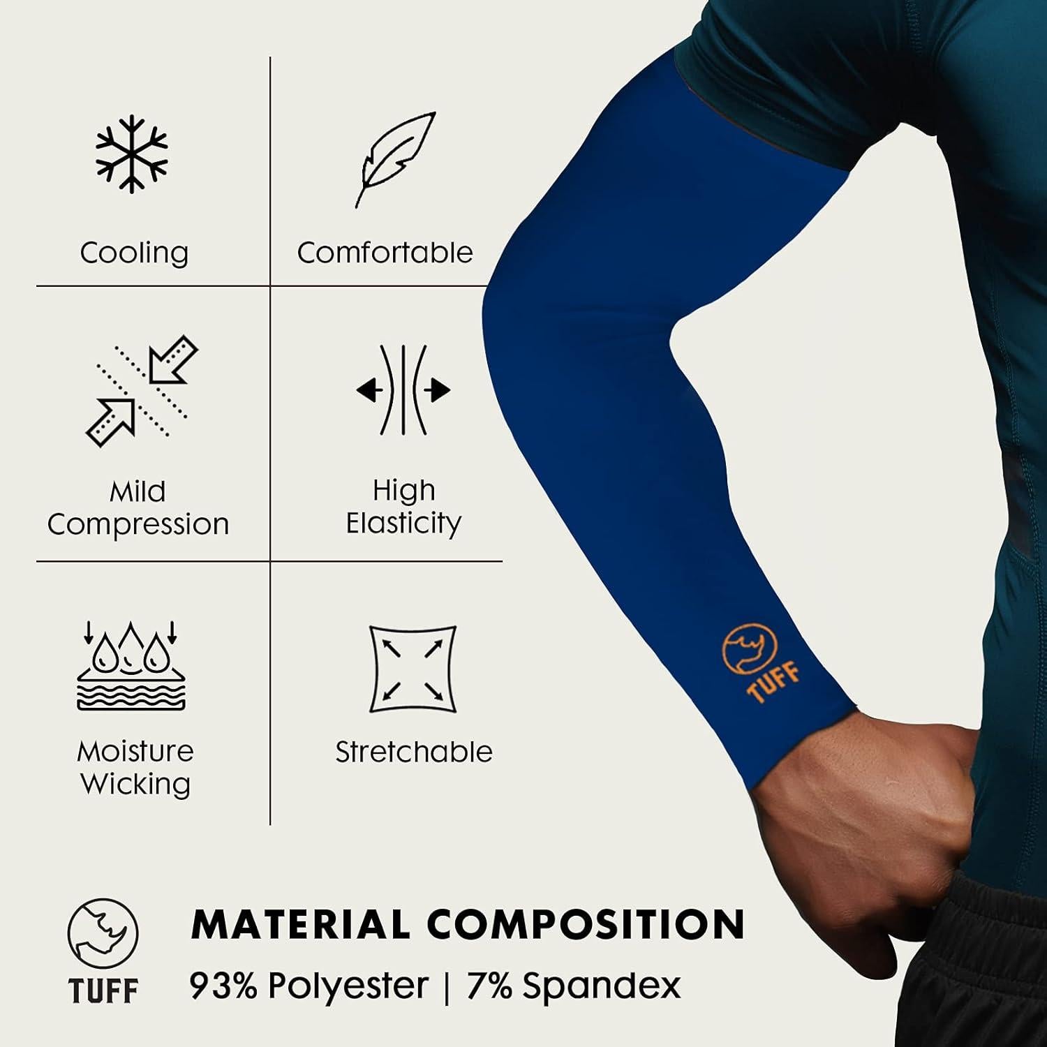 Mangas de Compresión TUFF UPF 50 para Brazo Unisex - Azul Marino