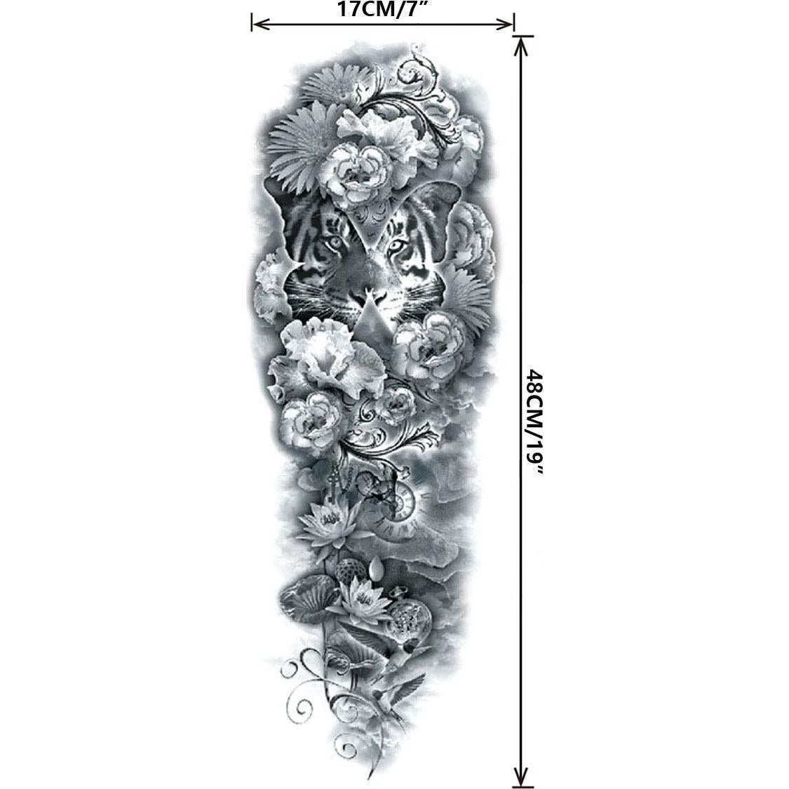 Tatuaje Temporal Manga Completa Pinone 12 Hojas 27.5x21.1cm