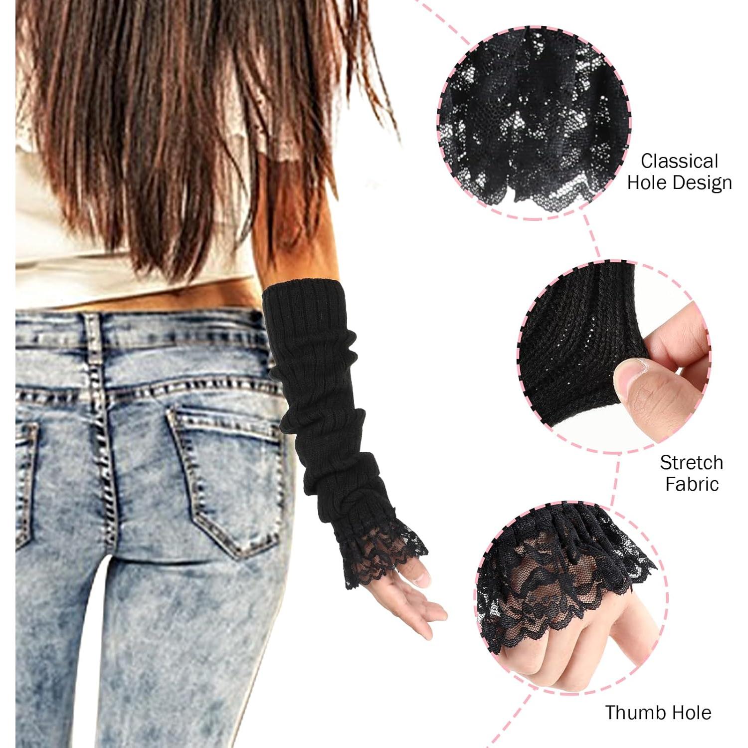 Calentadores de brazos sin dedos Abeillo en encaje blanco