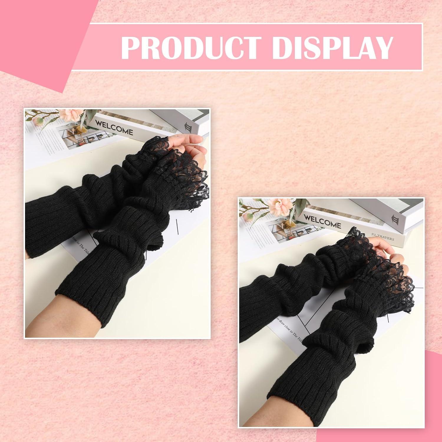 Calentadores de brazos sin dedos Abeillo en encaje blanco