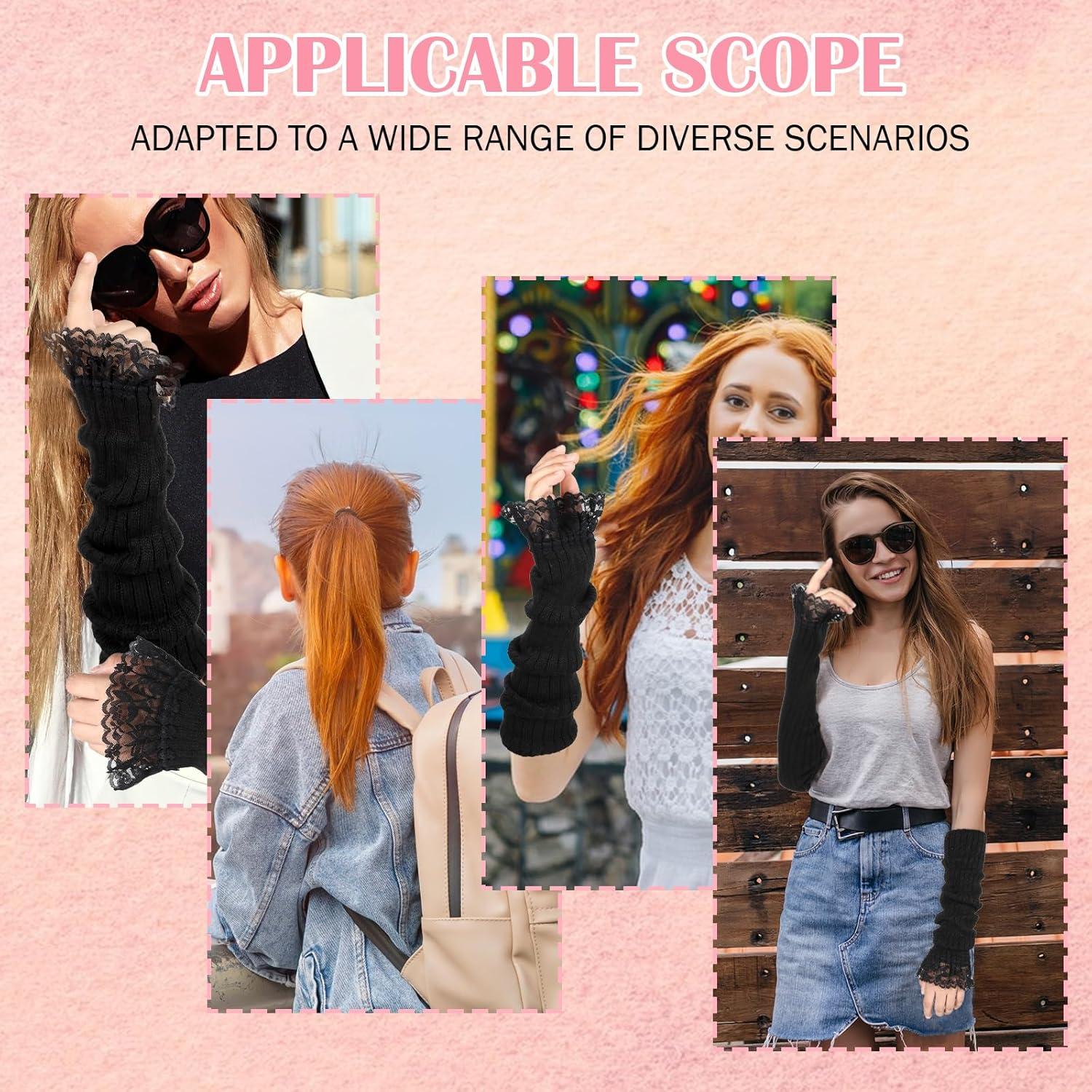 Calentadores de brazos sin dedos Abeillo en encaje blanco