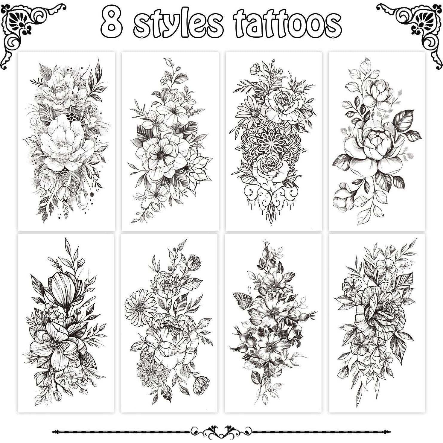 Tatuajes Temporales Cerlaza para Mujeres - 8 Hojas Realistas