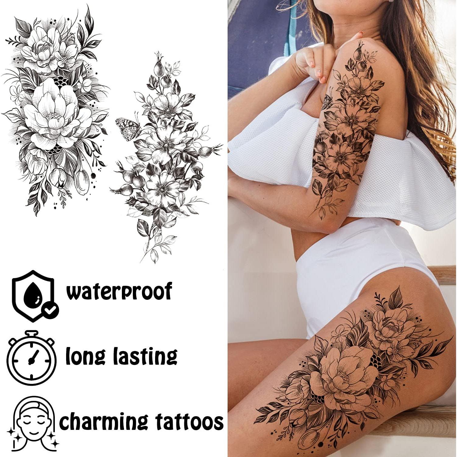 Tatuajes Temporales Cerlaza para Mujeres - 8 Hojas Realistas