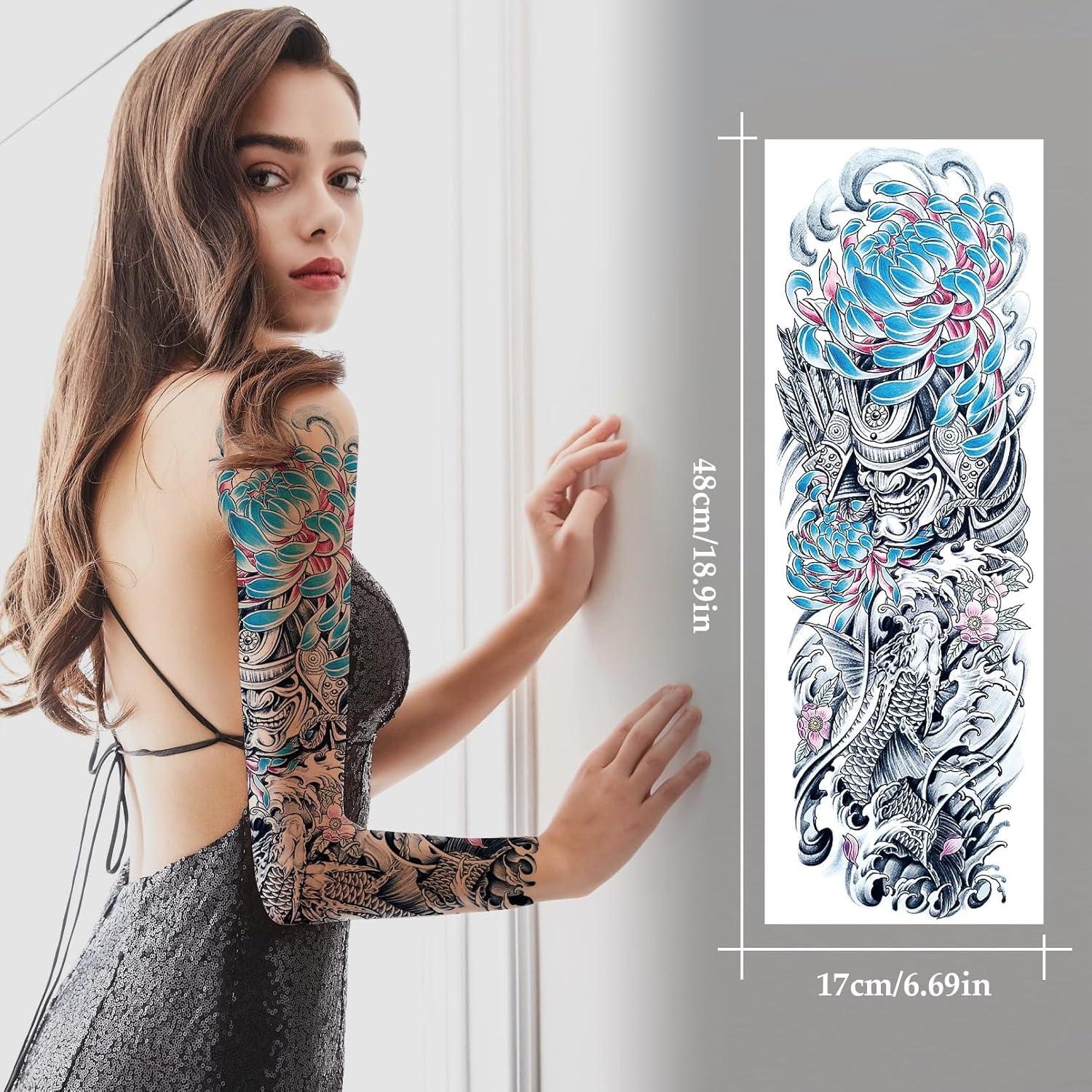 12 Hojas Tatuajes Temporales Grandes Impermeables VERKSTAD