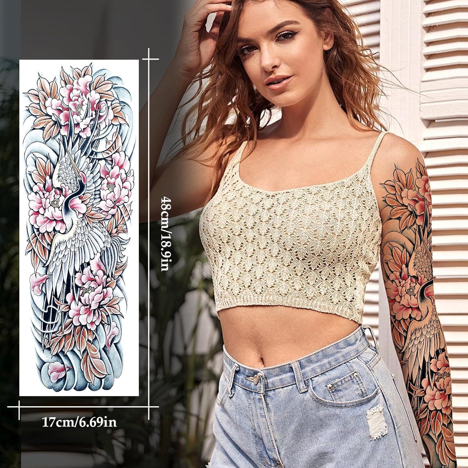 12 Hojas Tatuajes Temporales Grandes Impermeables VERKSTAD