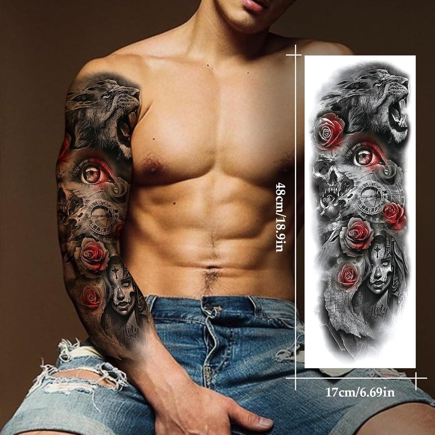 12 Hojas Tatuajes Temporales Grandes Impermeables VERKSTAD