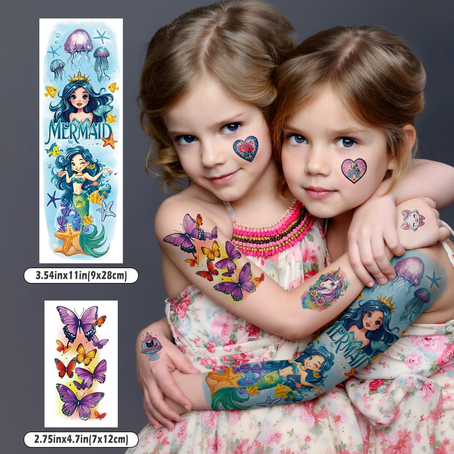 52 Tatuajes Temporales para Niños Gabizafia - Sirena, Dinosaurio