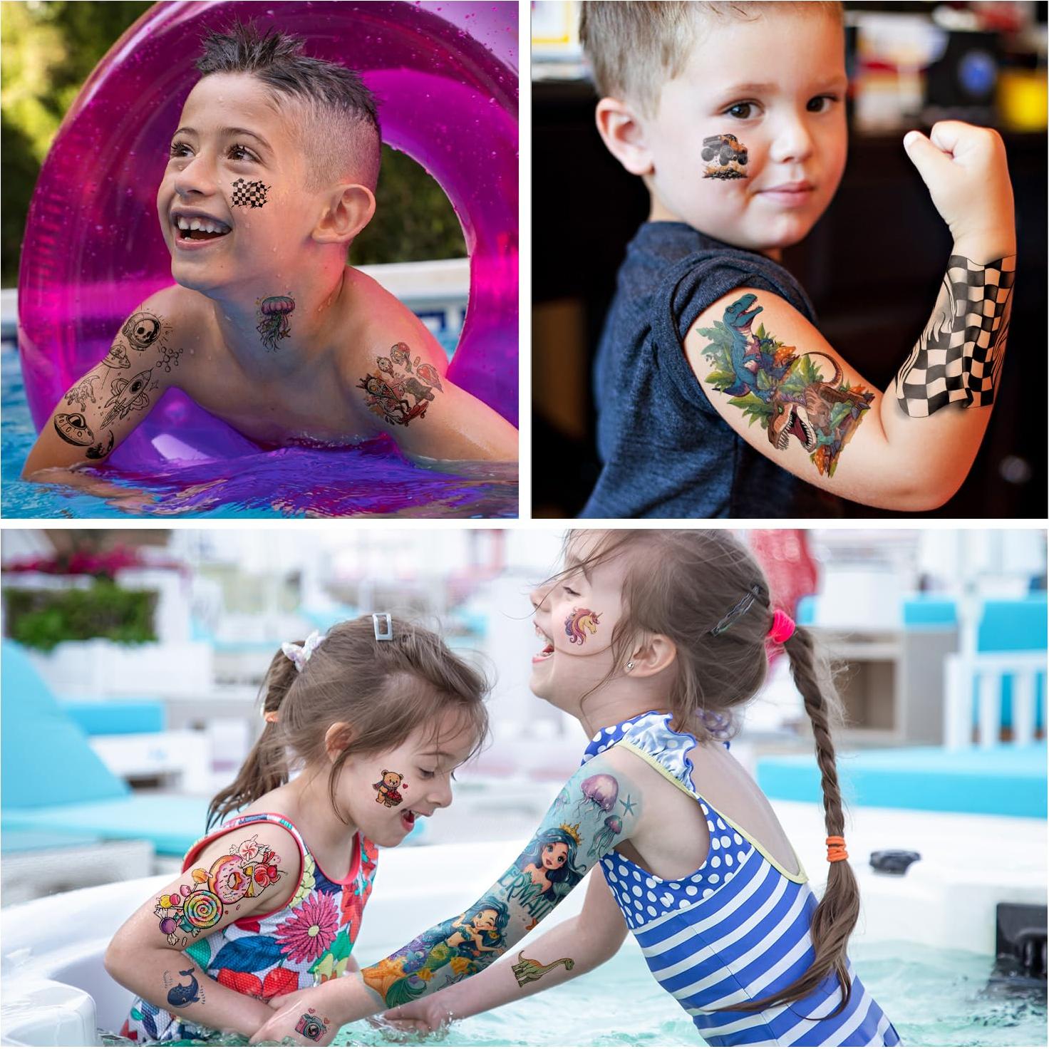 52 Tatuajes Temporales para Niños Gabizafia - Sirena, Dinosaurio