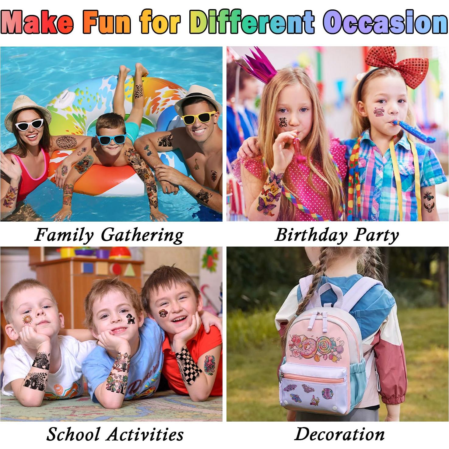 52 Tatuajes Temporales para Niños Gabizafia - Sirena, Dinosaurio