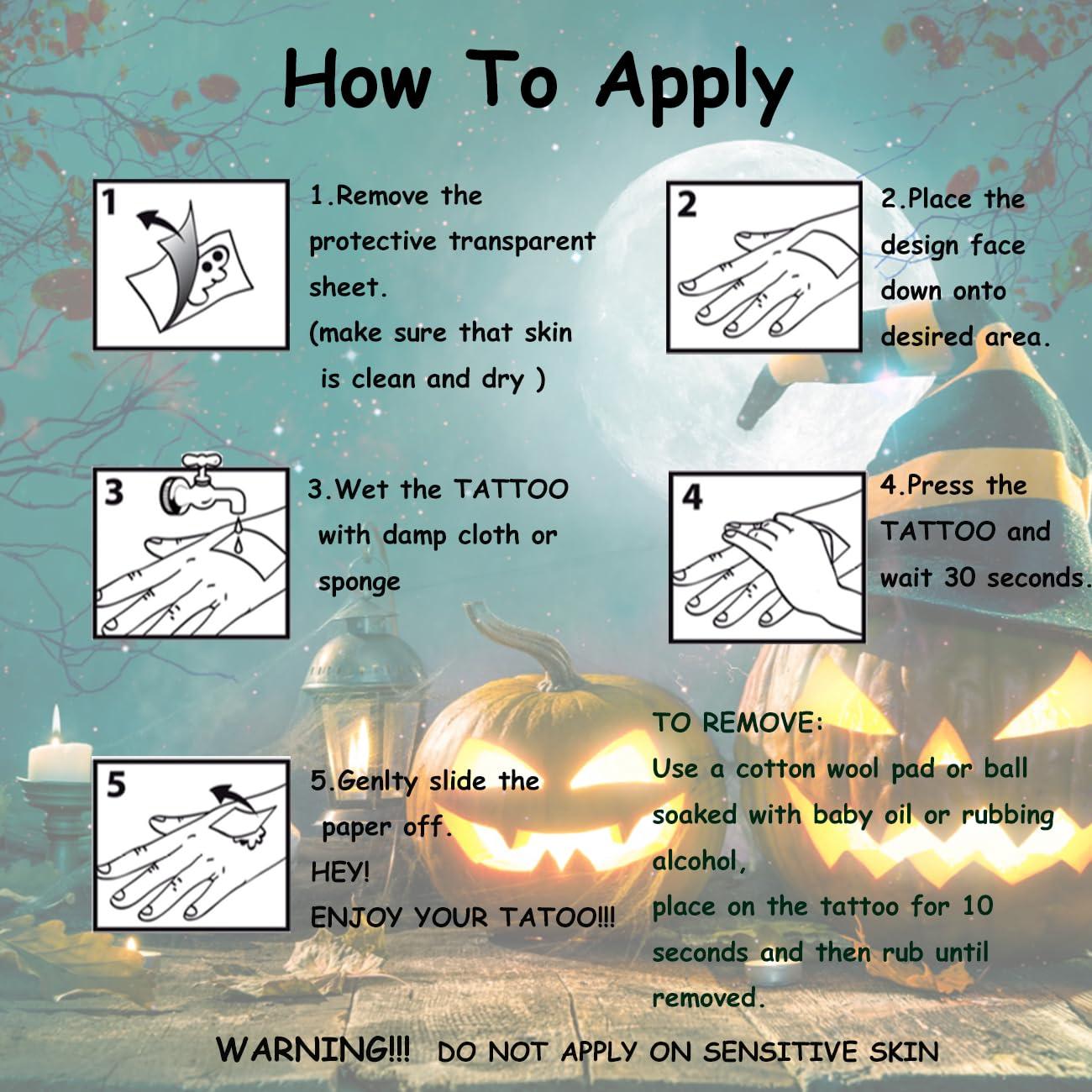 Tatuajes Temporales de Halloween CHARLENT - 11 Hojas para Niños