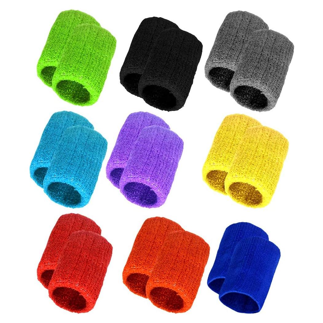 Muñequera de Sudor obmwang 18 Piezas Algodón Coloridas 8x8cm