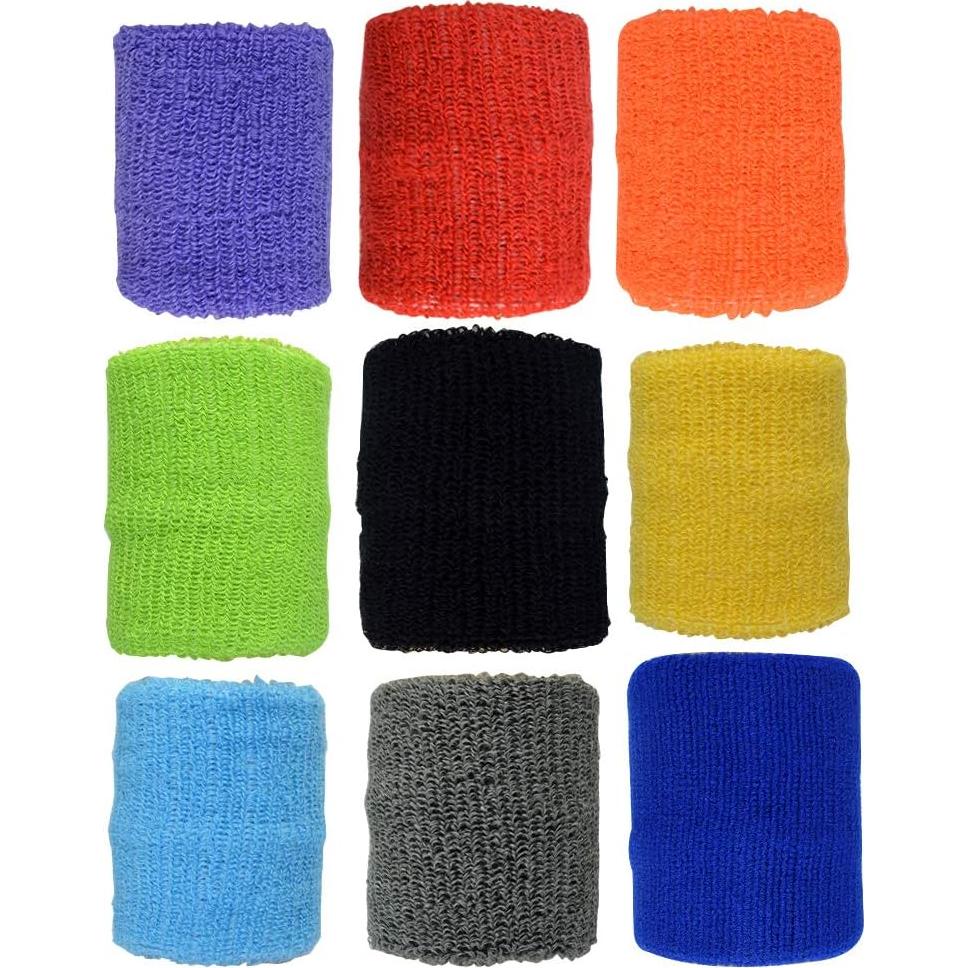 Muñequera de Sudor obmwang 18 Piezas Algodón Coloridas 8x8cm