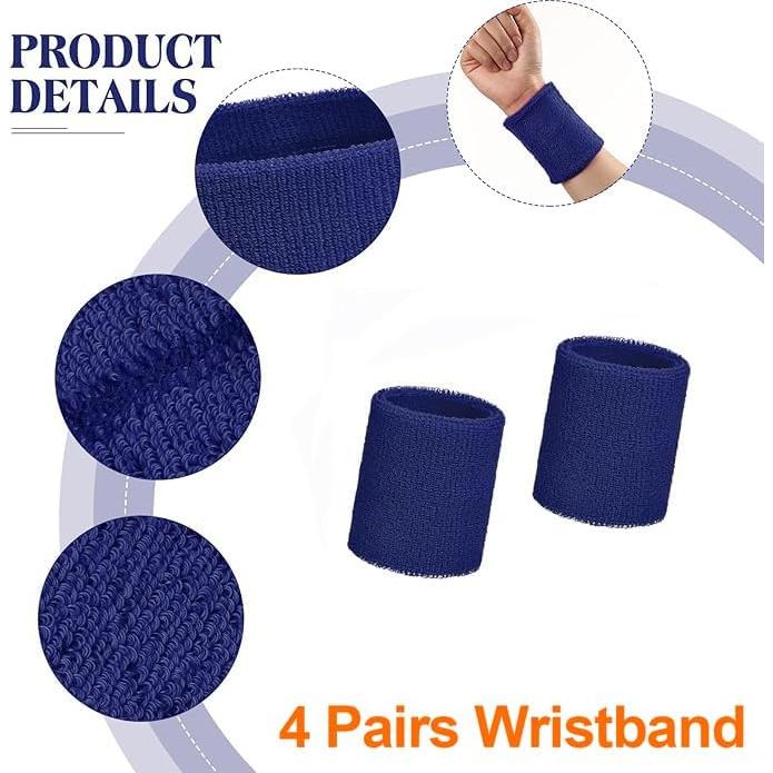 Muñequera de Sudor Cosmos - 4 Pares Algodón Absorbente