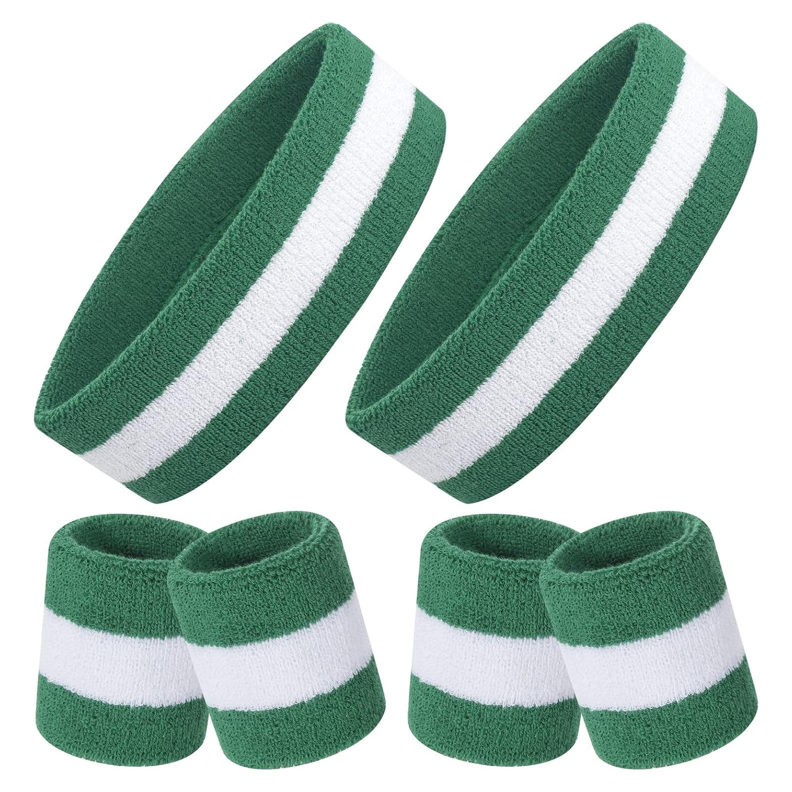 Set de 6 Pulseras y Bandas para Sudor ONUPGO Verde/Blanco