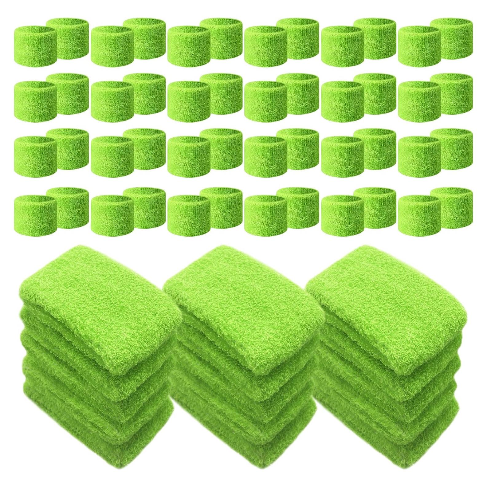 Lounsweer 72 Pulseras Deportivas Verdes para Niños - Muñequera de Algodón