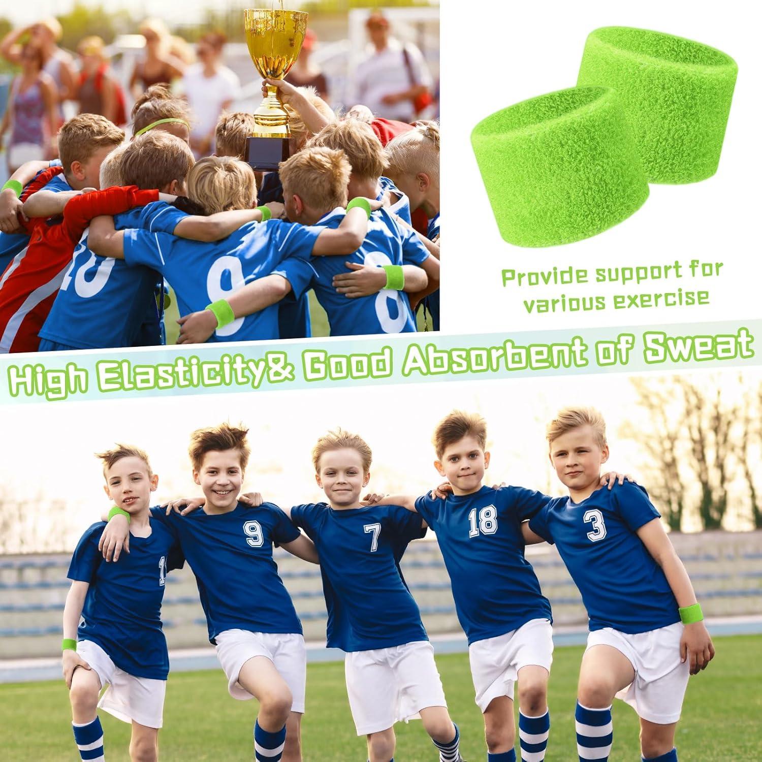 Lounsweer 72 Pulseras Deportivas Verdes para Niños - Muñequera de Algodón