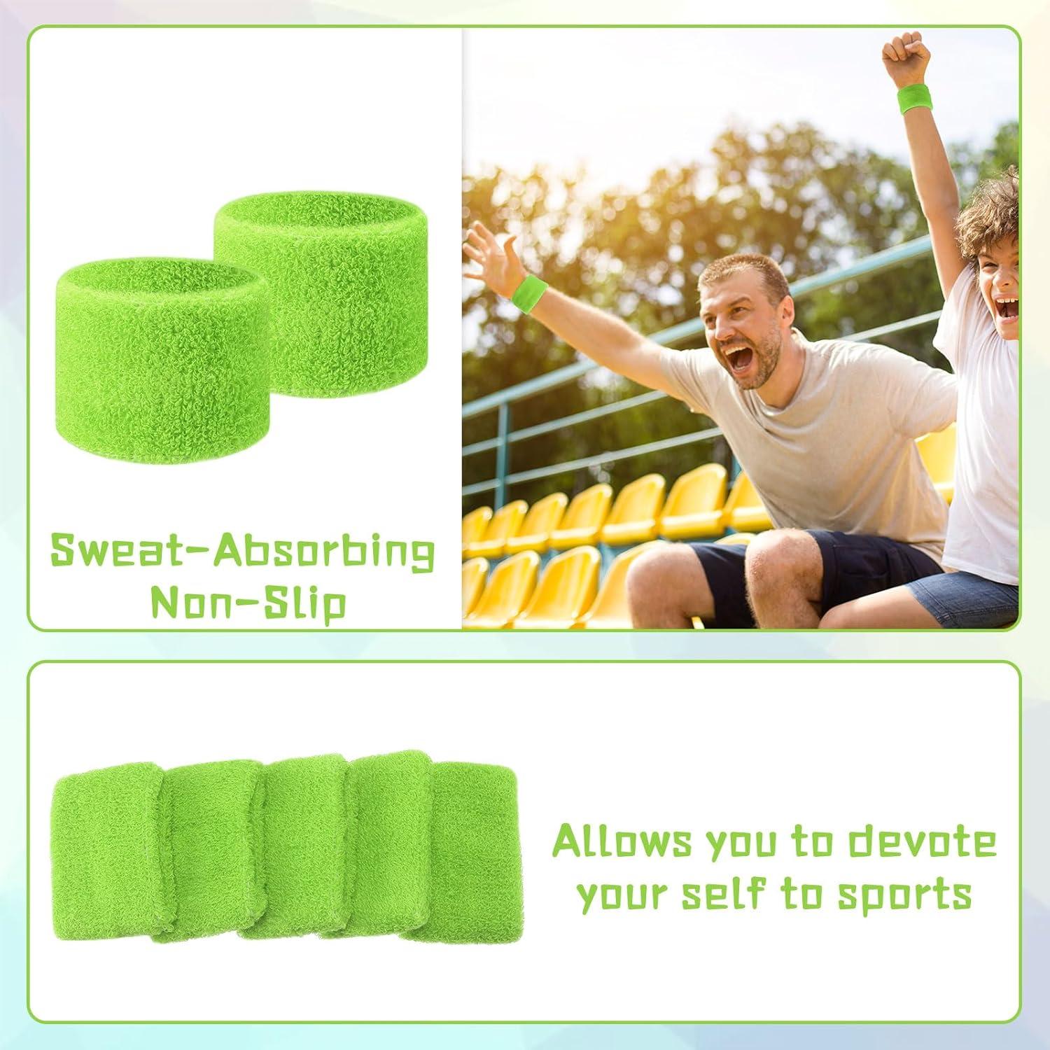 Lounsweer 72 Pulseras Deportivas Verdes para Niños - Muñequera de Algodón