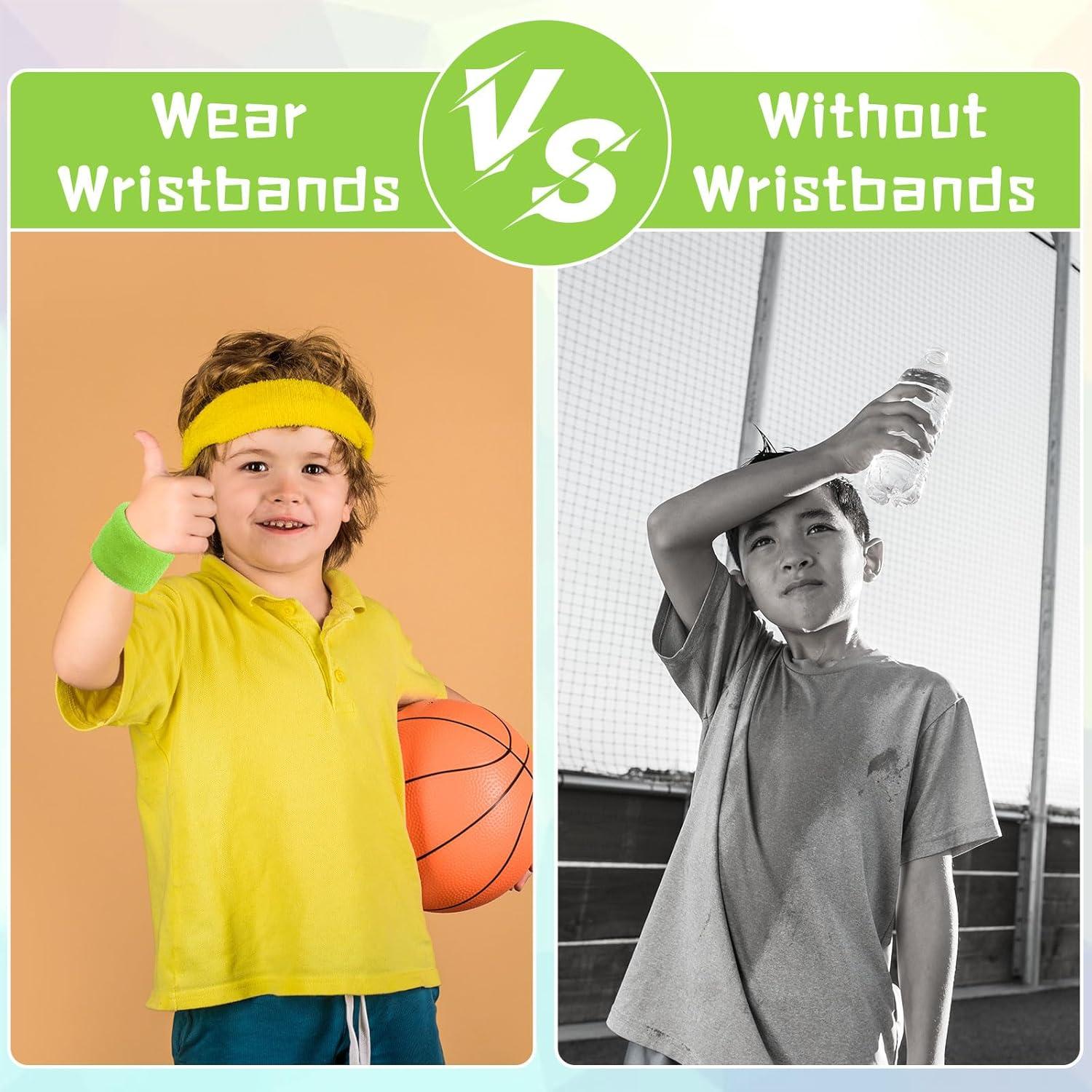 Lounsweer 72 Pulseras Deportivas Verdes para Niños - Muñequera de Algodón