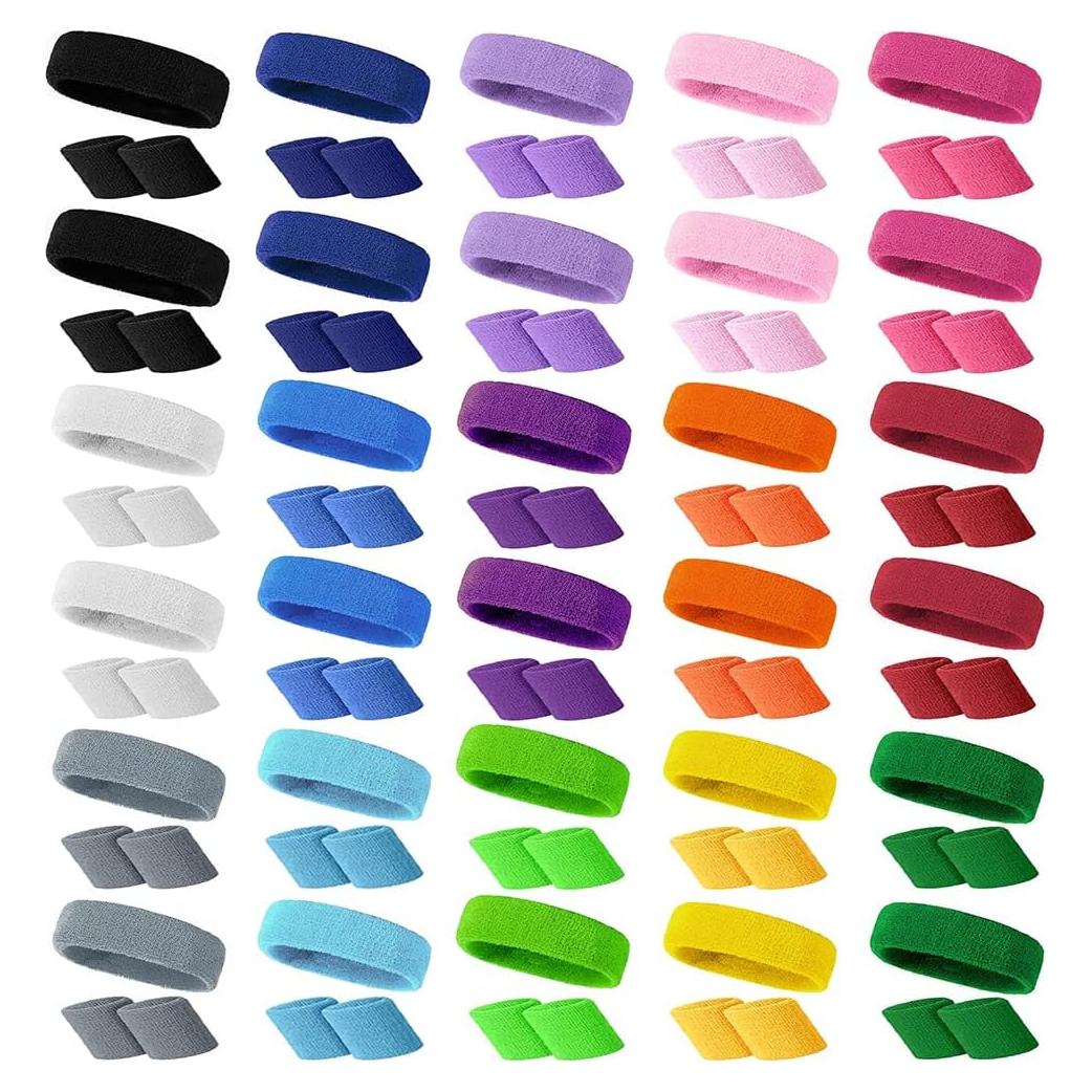 Juego de 90 bandas de sudor Ukontagood - 30 bandas cabeza y 60 muñeca