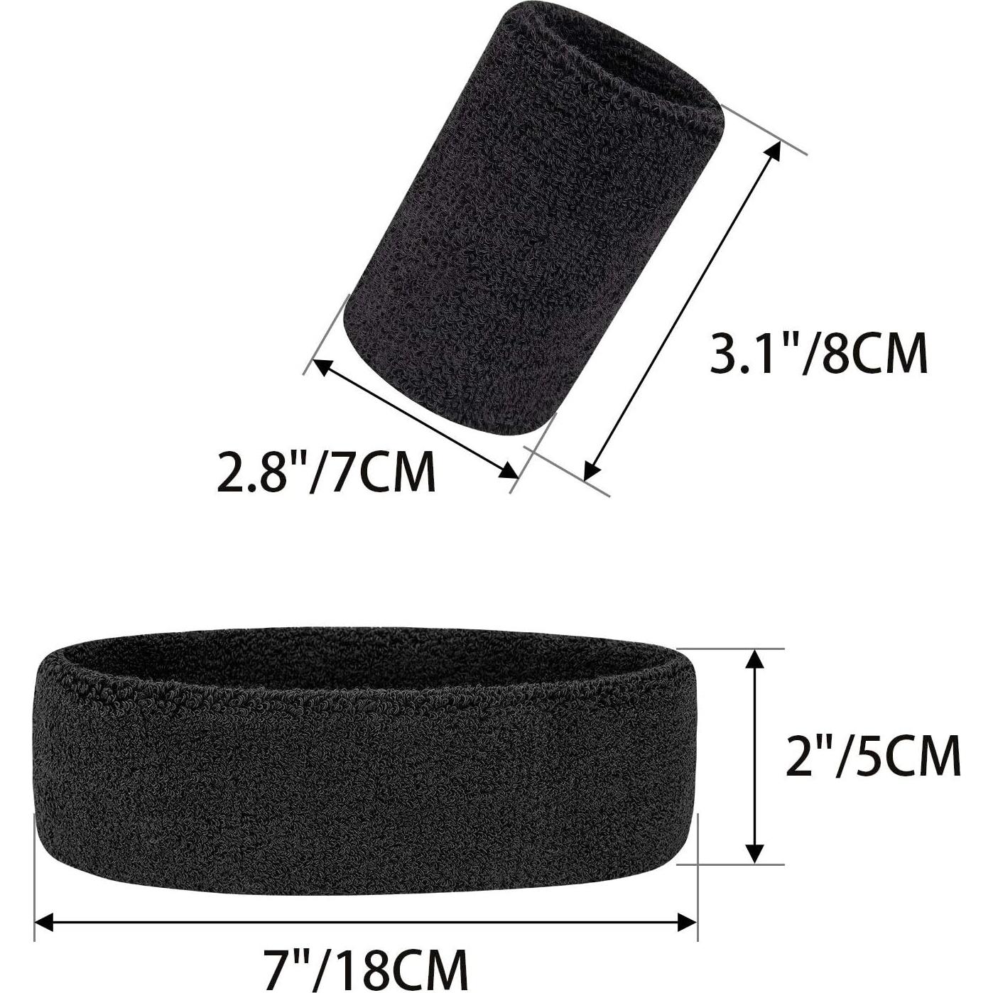 Juego de 9 Piezas de Muñequera y Cinta para la Cabeza Awpeye Negro