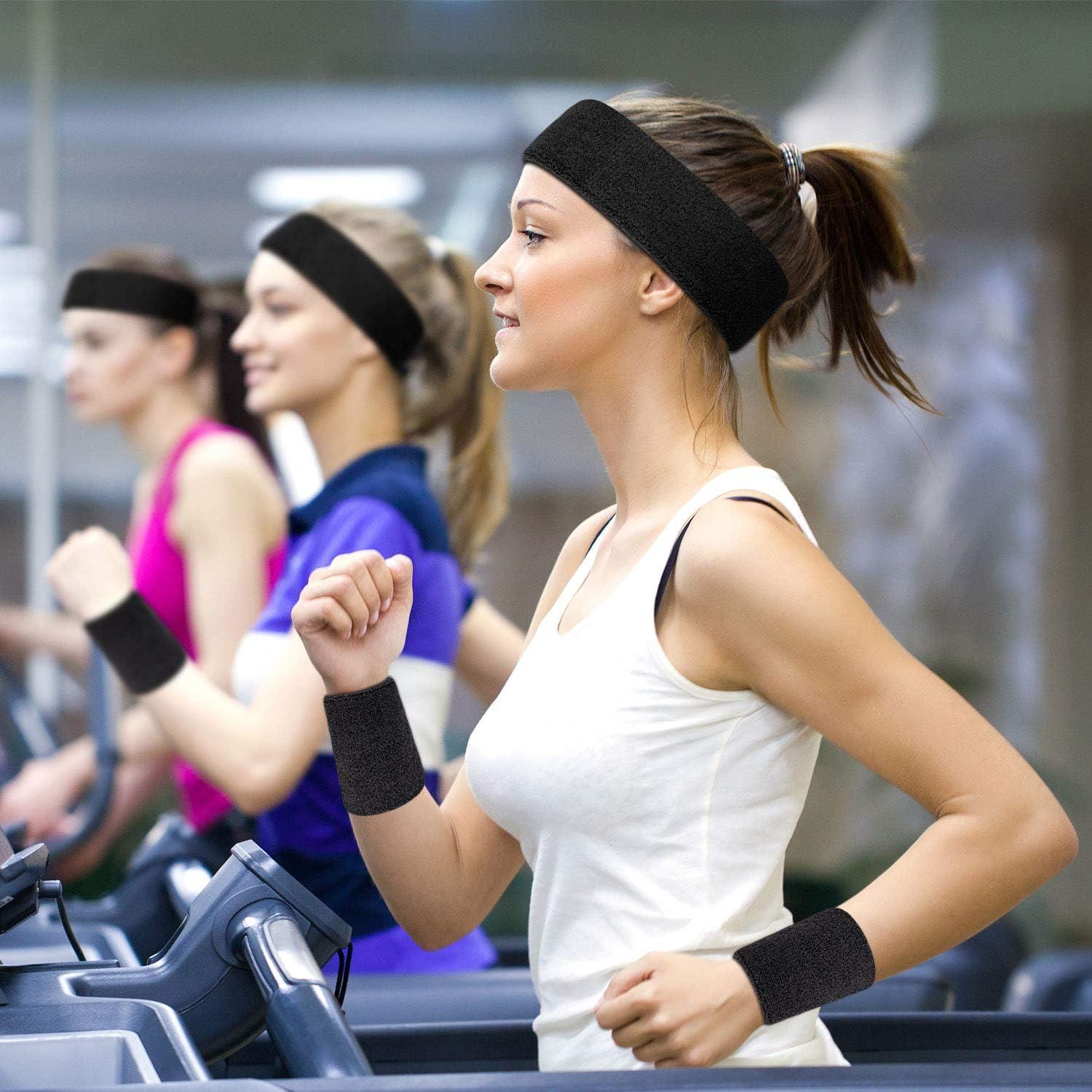 Juego de 9 Piezas de Muñequera y Cinta para la Cabeza Awpeye Negro