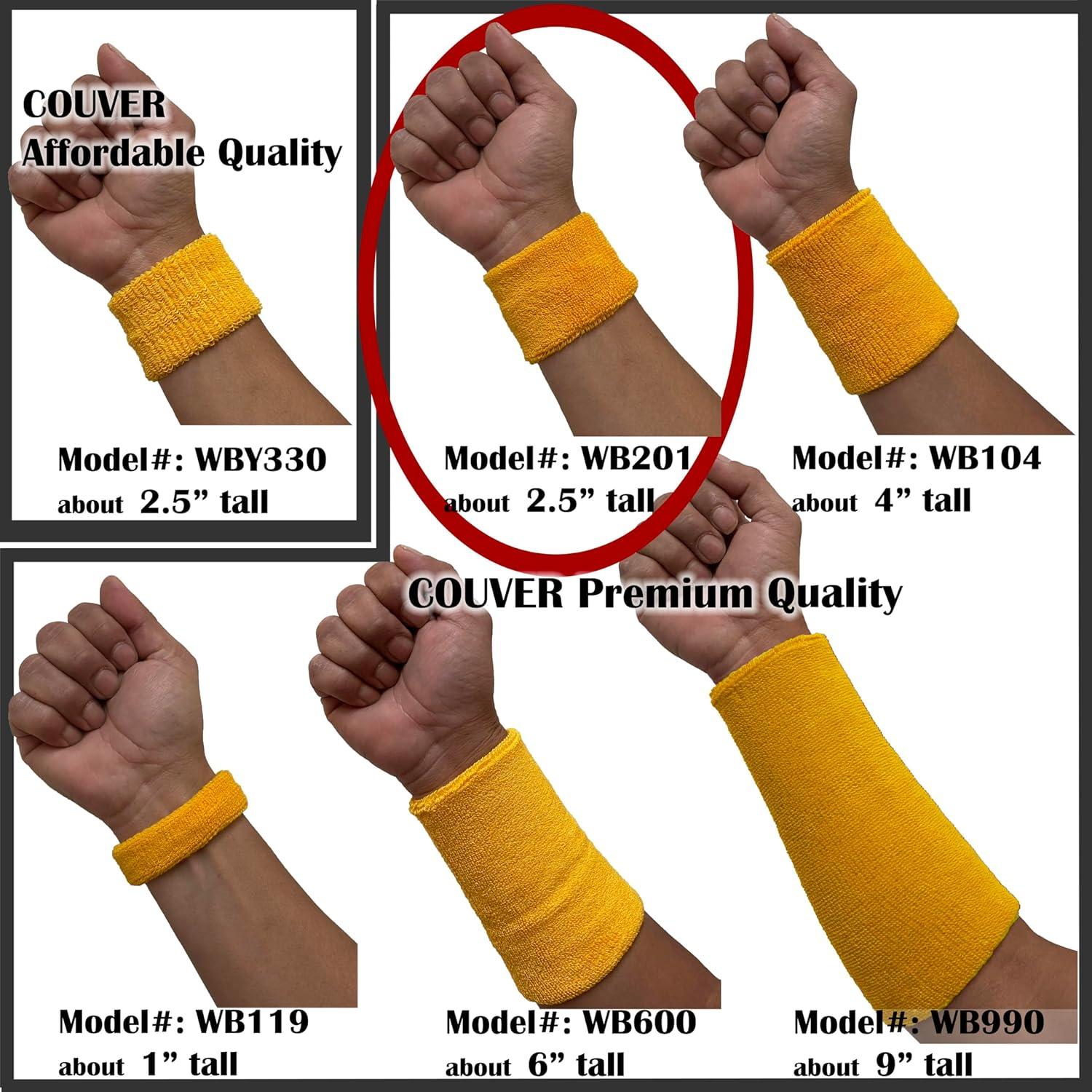 Banda de Sudor para Muñeca COUVER - Algodón Absorbente (1 par)