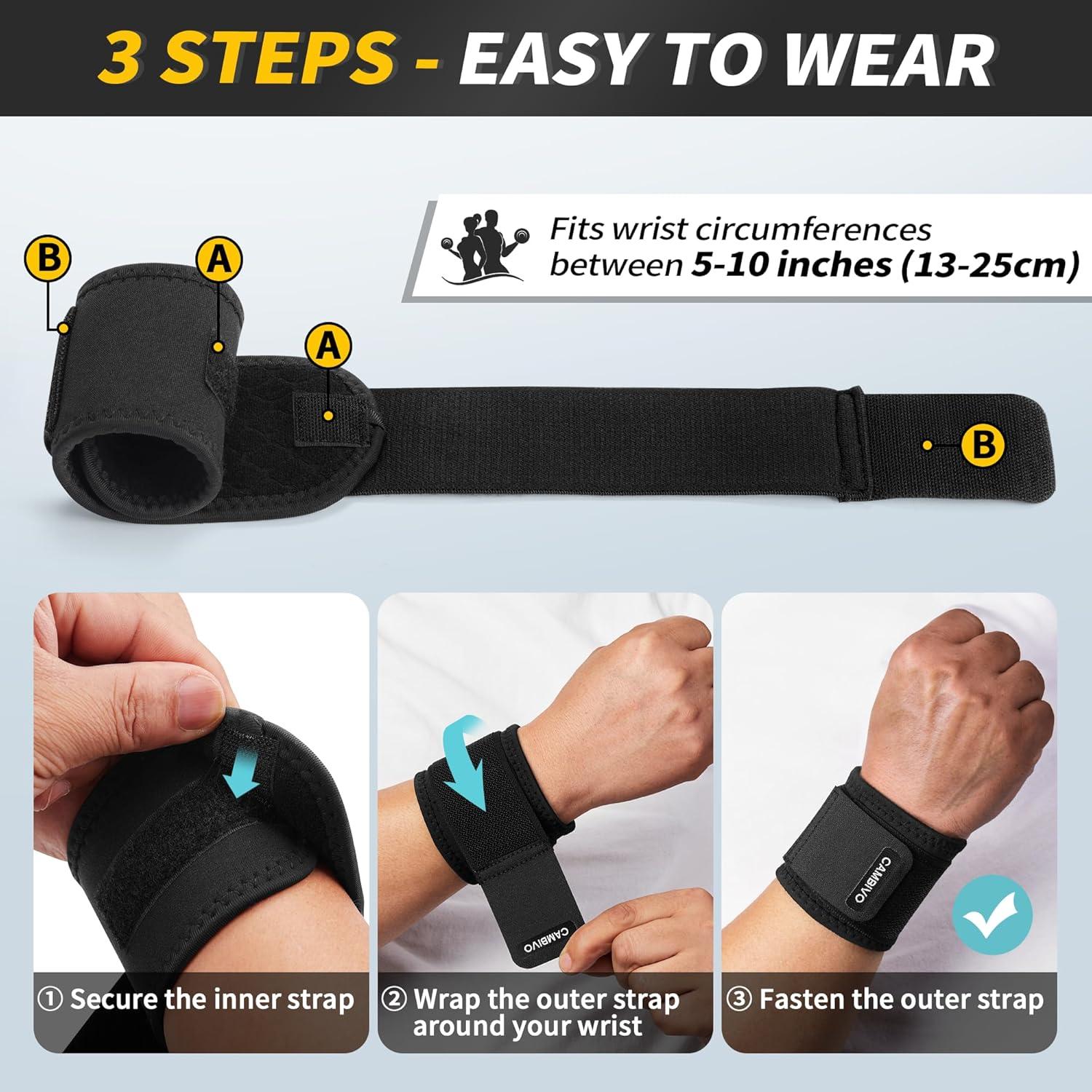 Muñequeras de Compresión CAMBIVO Ajustables para Alivio del Dolor