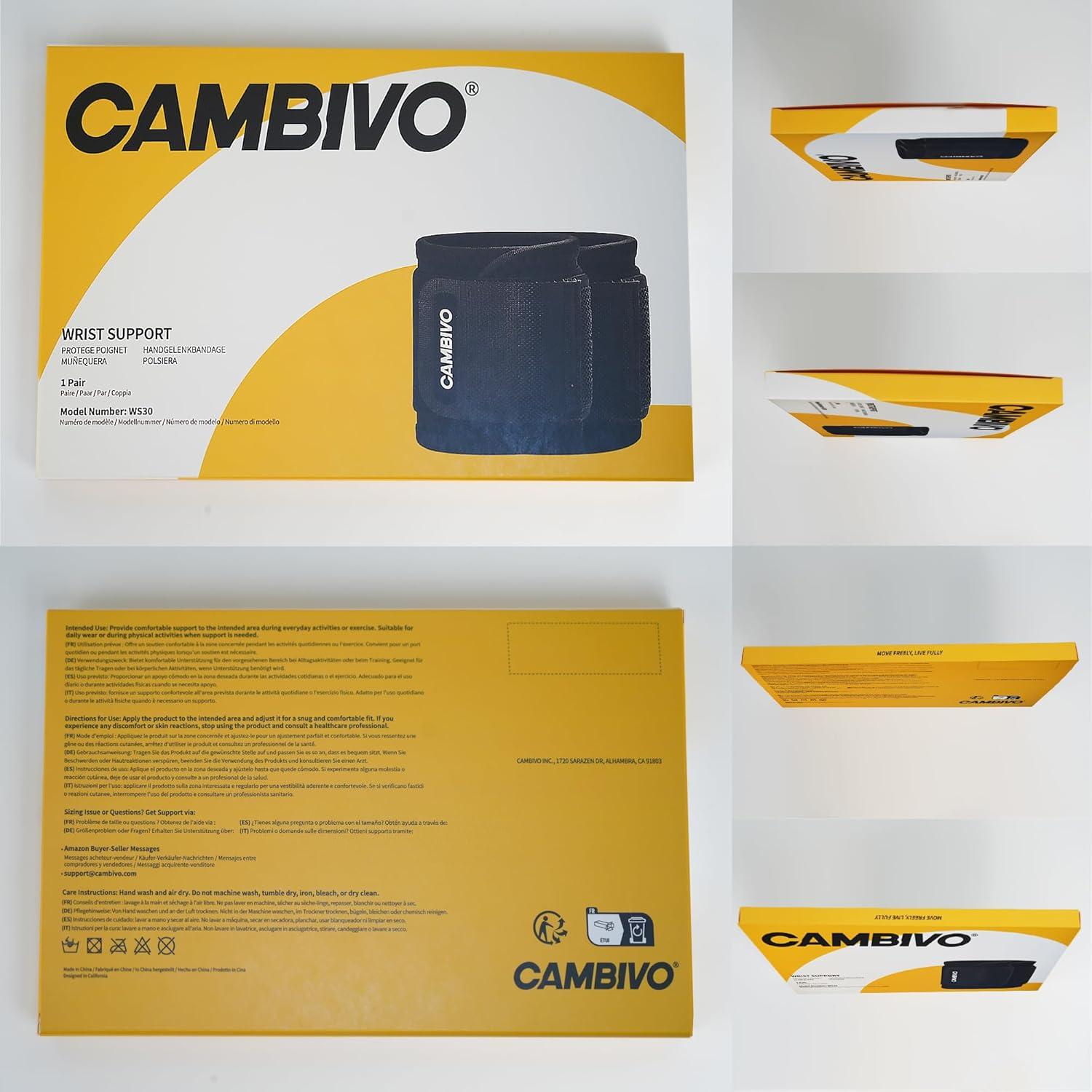 Muñequeras de Compresión CAMBIVO Ajustables para Alivio del Dolor