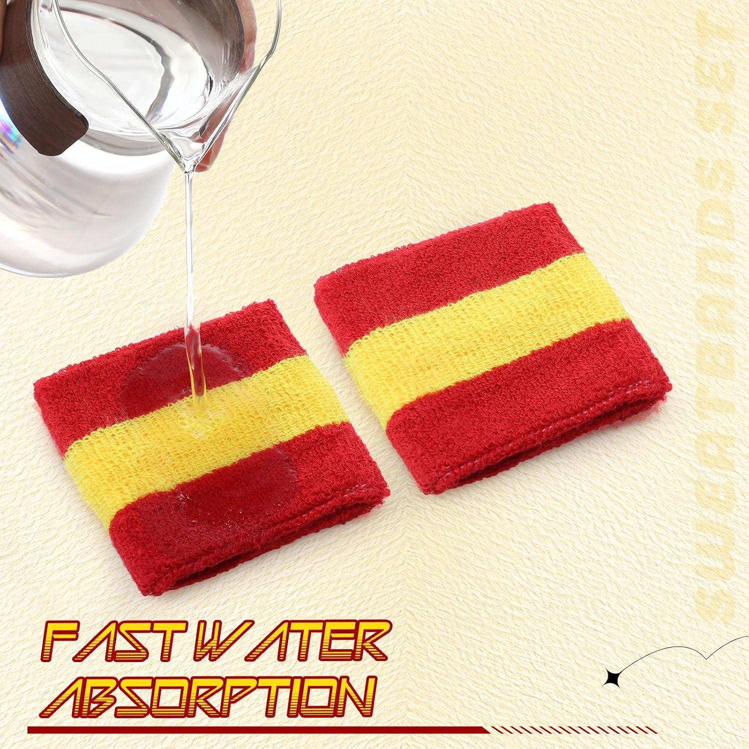 Conjunto de Muñequera y Diadema Bememo 6 Pcs Rojo Amarillo