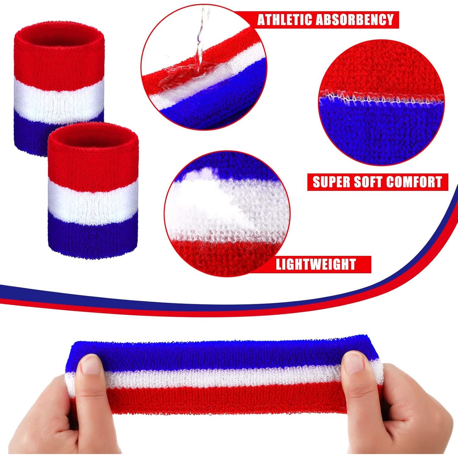 Conjunto de 6 Piezas Bandas para Sudor Hungdao - Rojo, Blanco, Azul