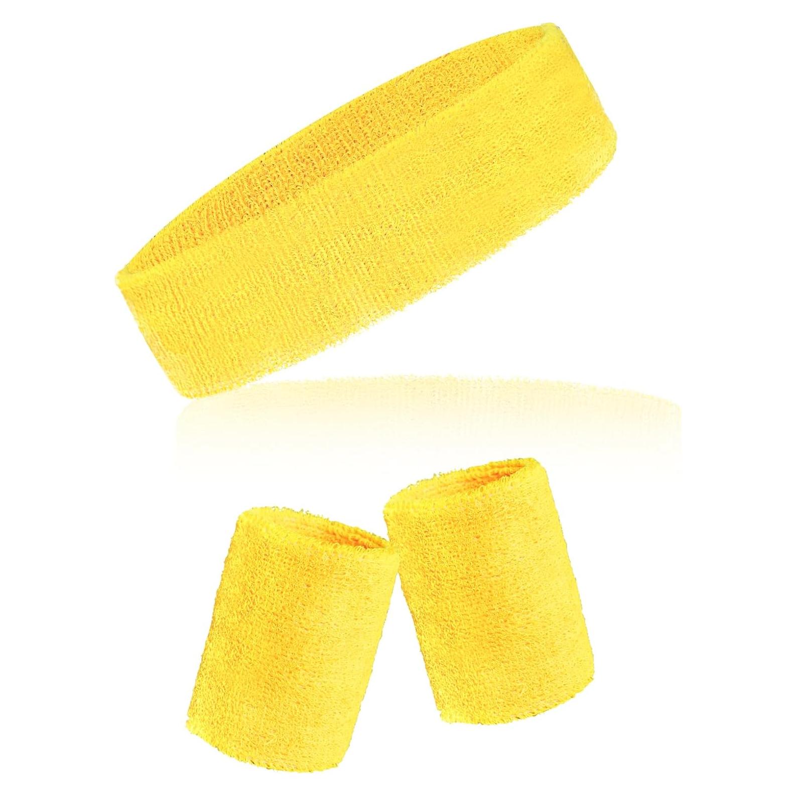 Conjunto de 3 Piezas Muñequera y Banda Sucrain Amarillo