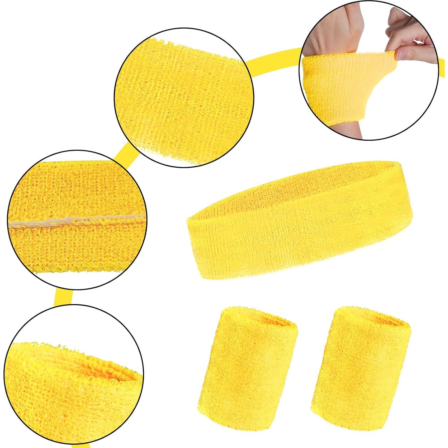 Conjunto de 3 Piezas Muñequera y Banda Sucrain Amarillo