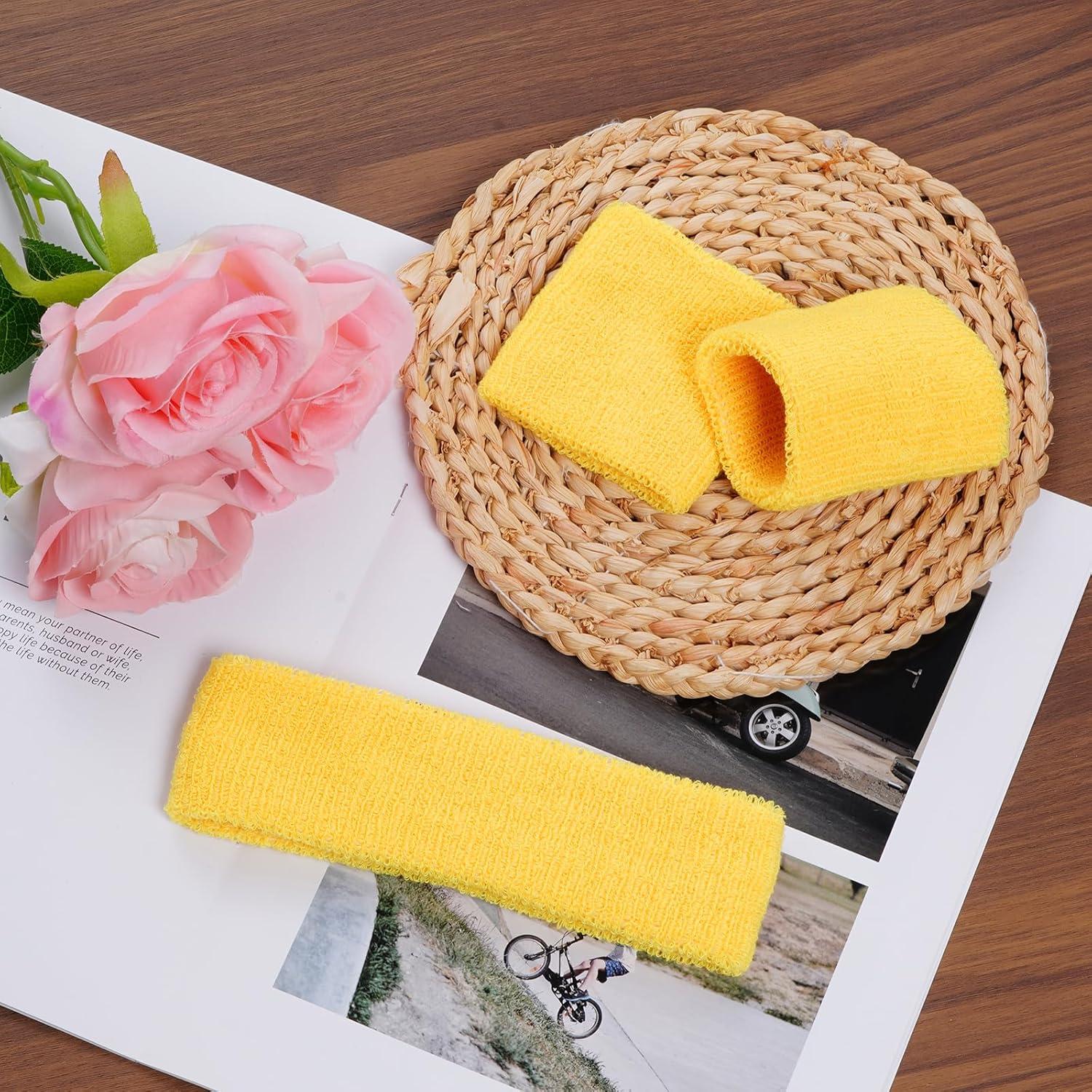 Conjunto de 3 Piezas Muñequera y Banda Sucrain Amarillo