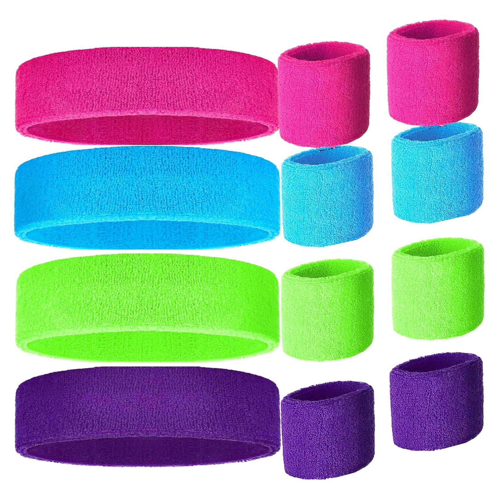 Conjunto de cintas absorbentes y muñequeras ZLXO 80s 4 colores