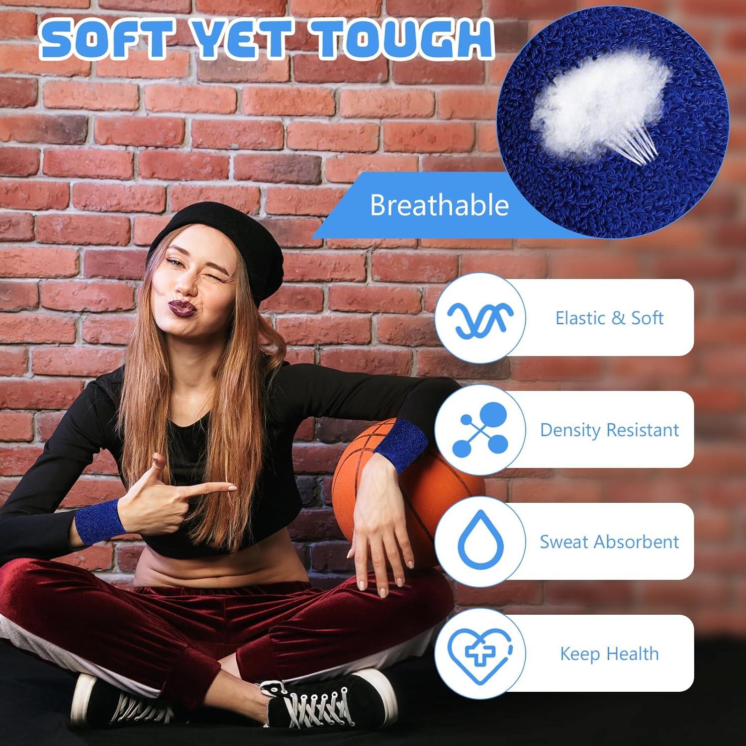 12 Muñequera Deportiva Absorbente Ywmigl Azul 8x8 cm