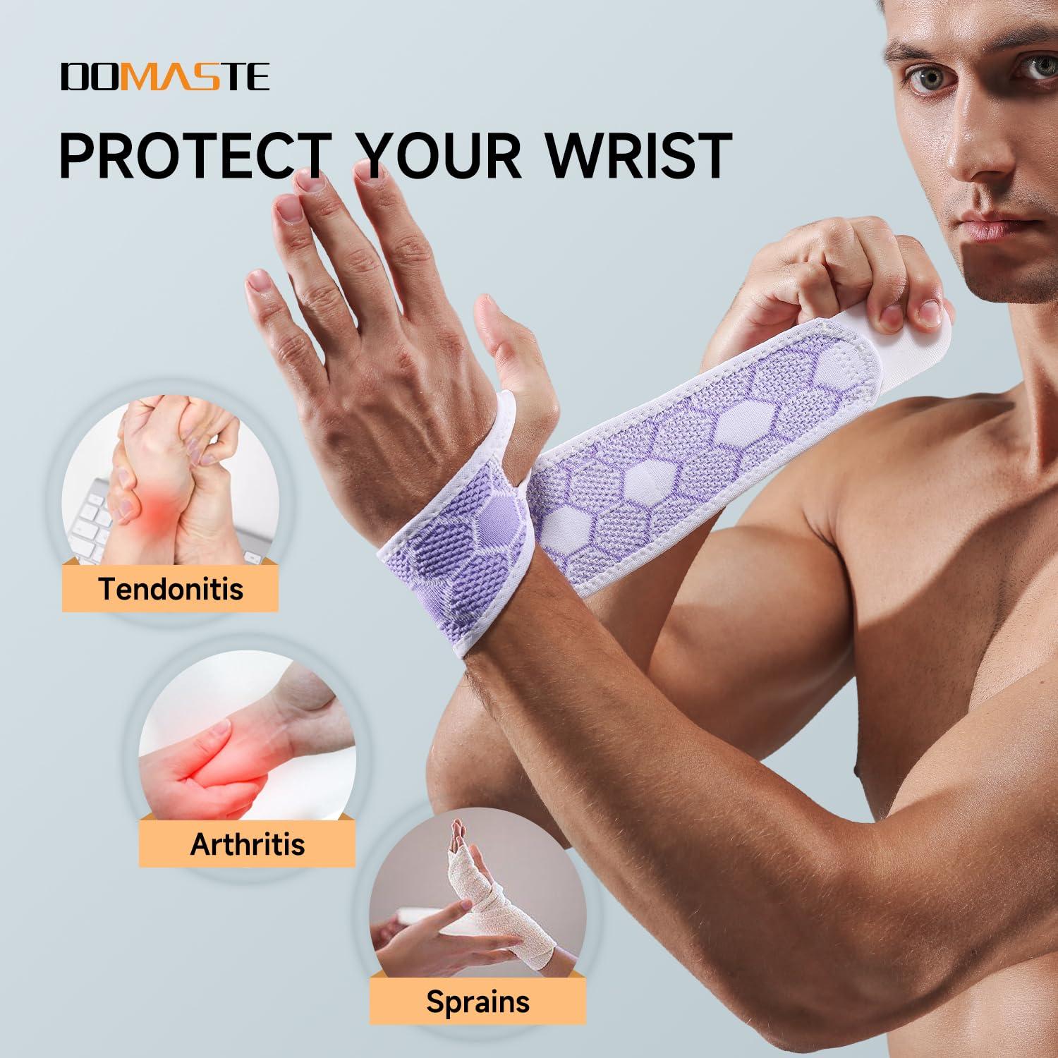 Faja de Muñeca Domaste Violeta - Soporte Ajustable Sin Neopreno