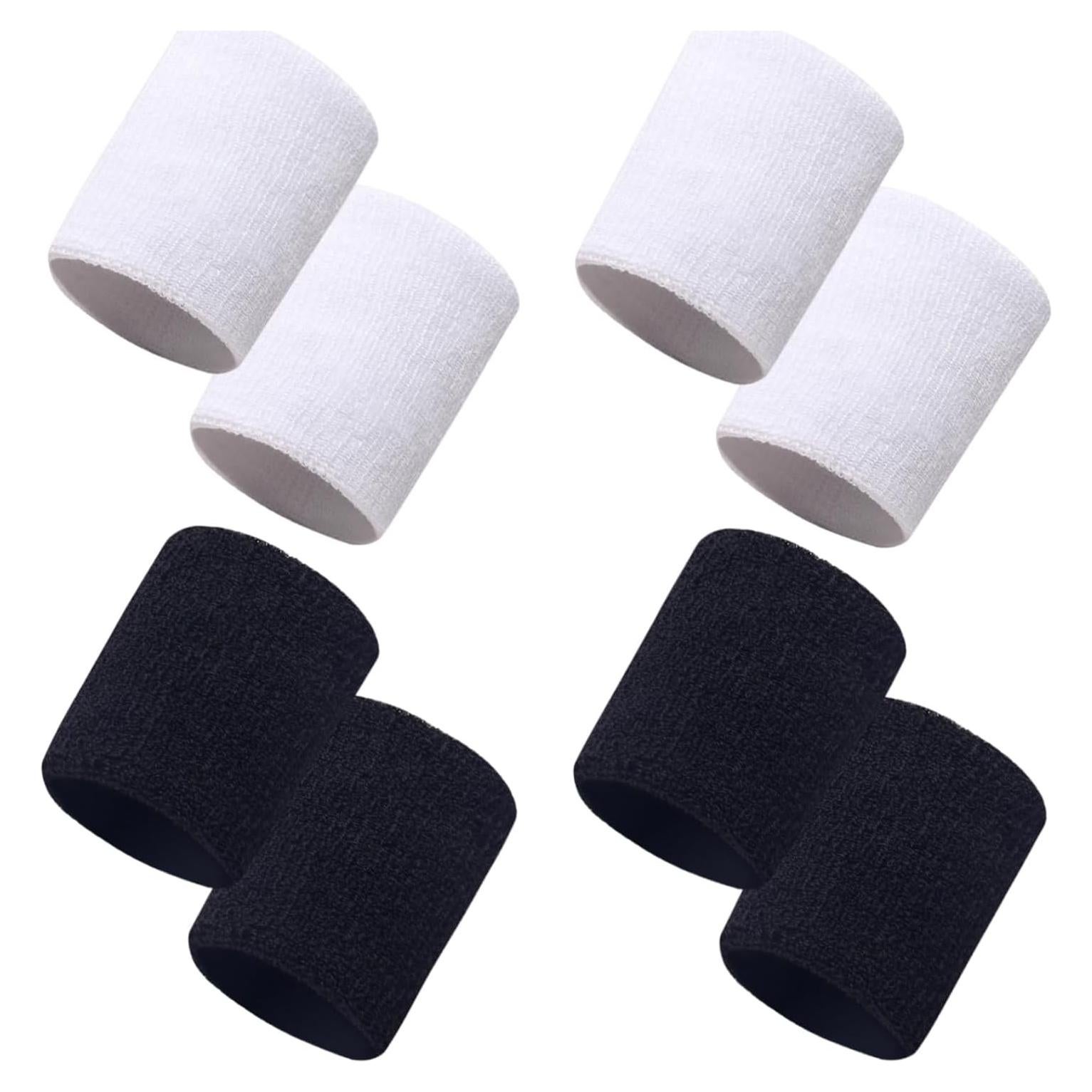 8 Muñequera Deportiva Naturahand Algodón Elástico Negro Blanco