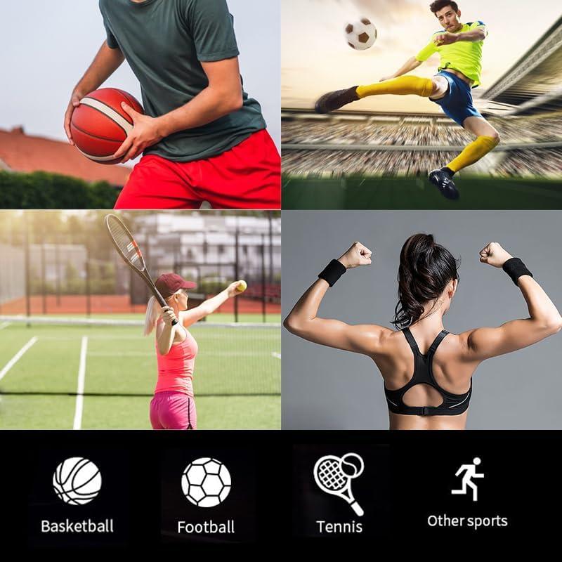 8 Muñequera Deportiva Naturahand Algodón Elástico Negro Blanco